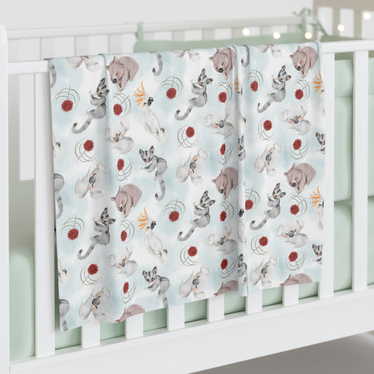 Baby Swaddle Blanket, Australian Animal and Floral Design, Baby Swaddle, Baby Shower gift