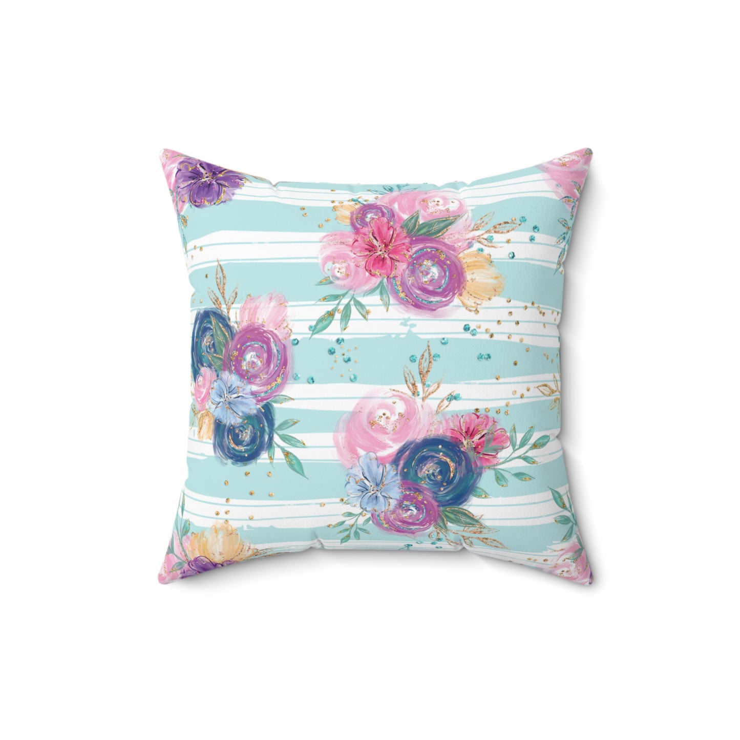 Spun Polyester Square Pillow, Floral Cushion