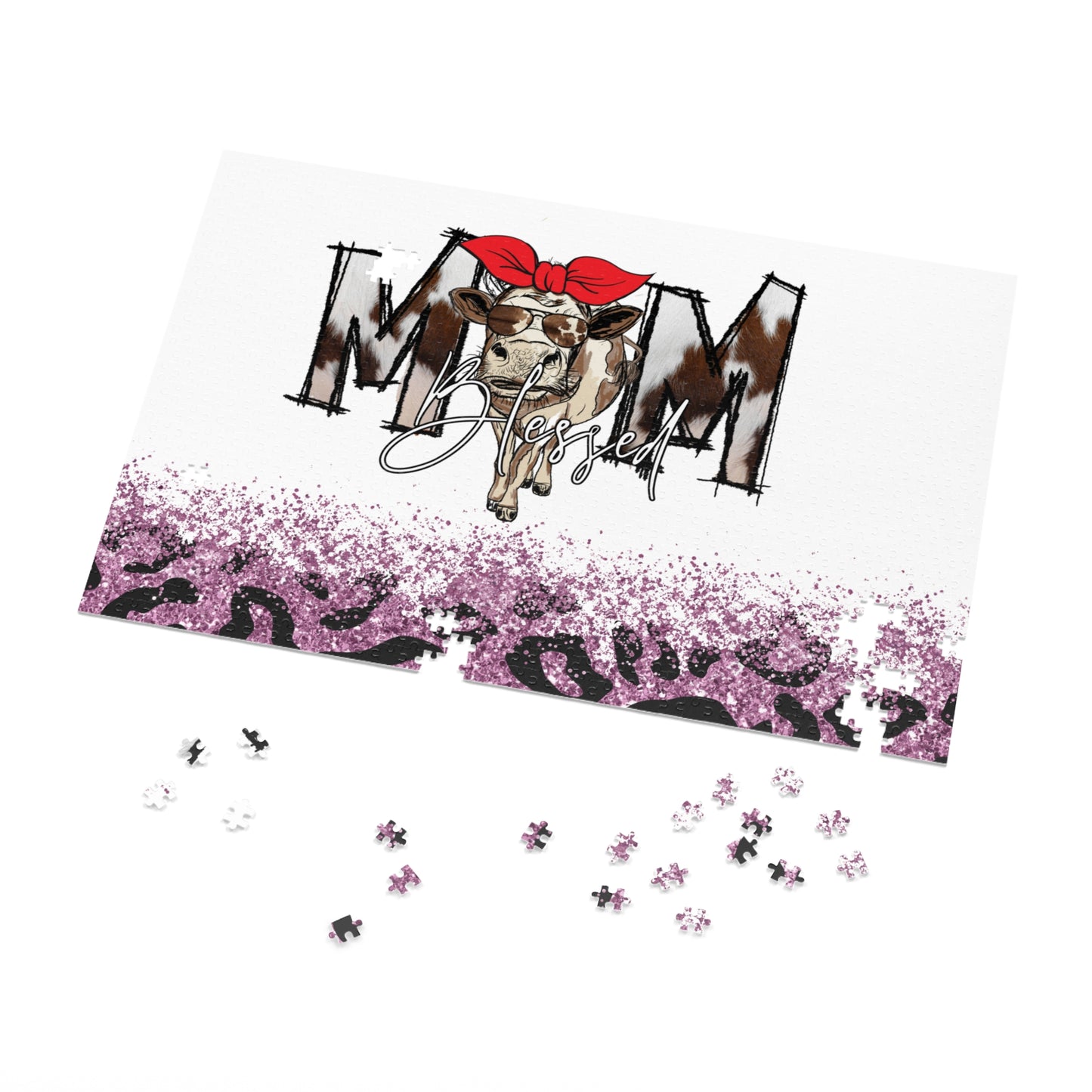 Jigsaw Puzzle, Cow, Mom, Personalised/Non-Personalised (30, 110, 252, 500,1000-Piece)