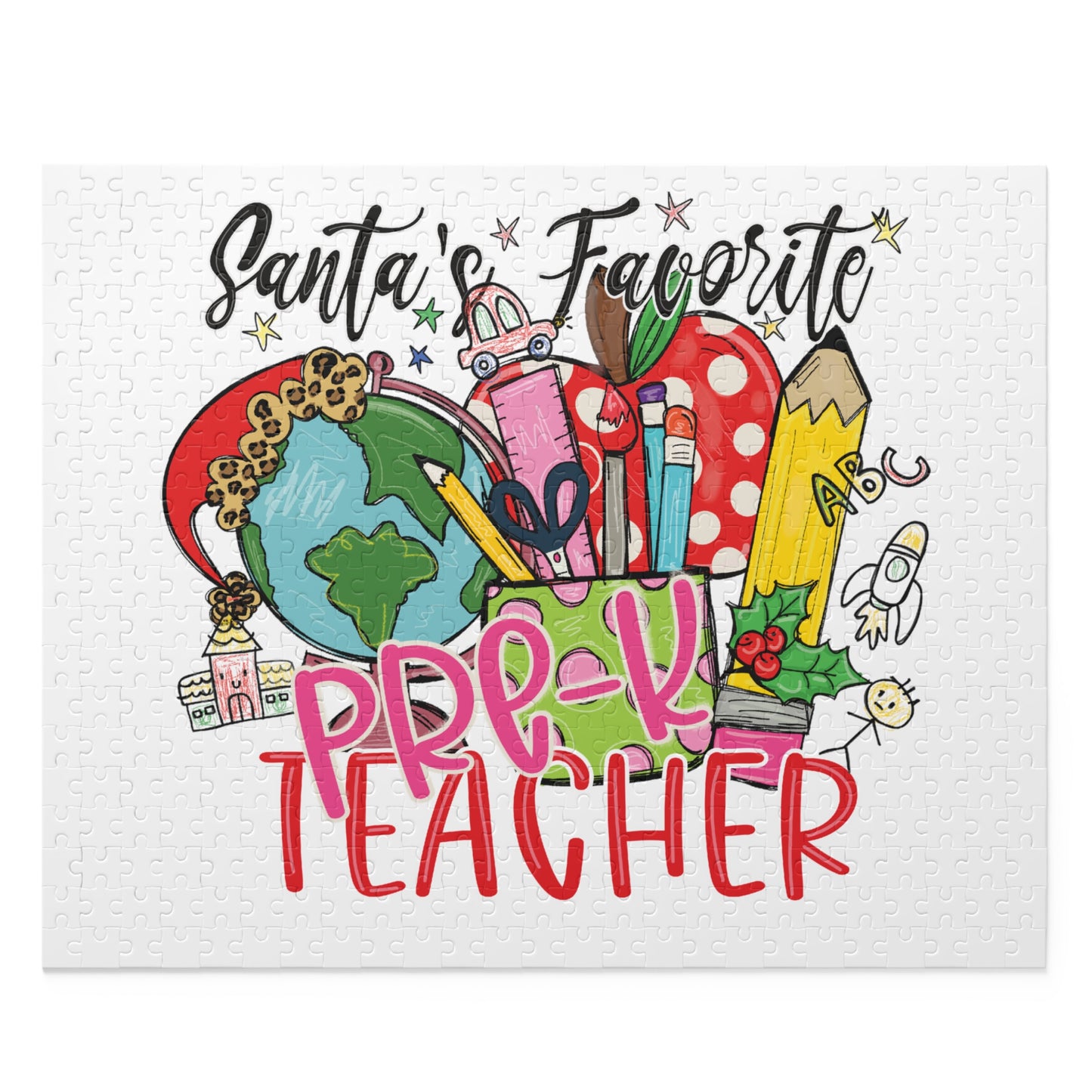 Personalised/Non-Personalised Puzzle, Santa's Favorite Pre-K Teacher (120, 252, 500-Piece)