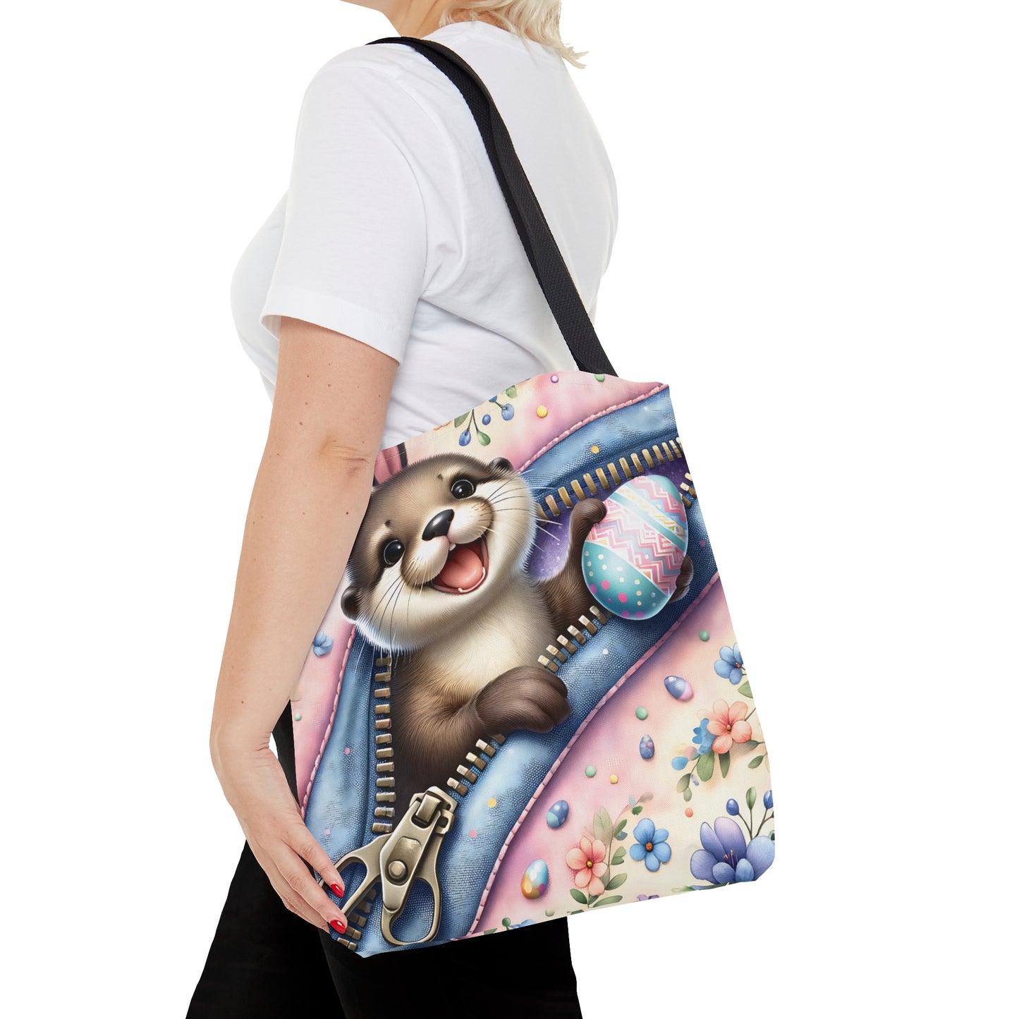 Tote Bag, Easter, Cute Otter with Bunny ears, Personalised/Non-Personalised Tote bag