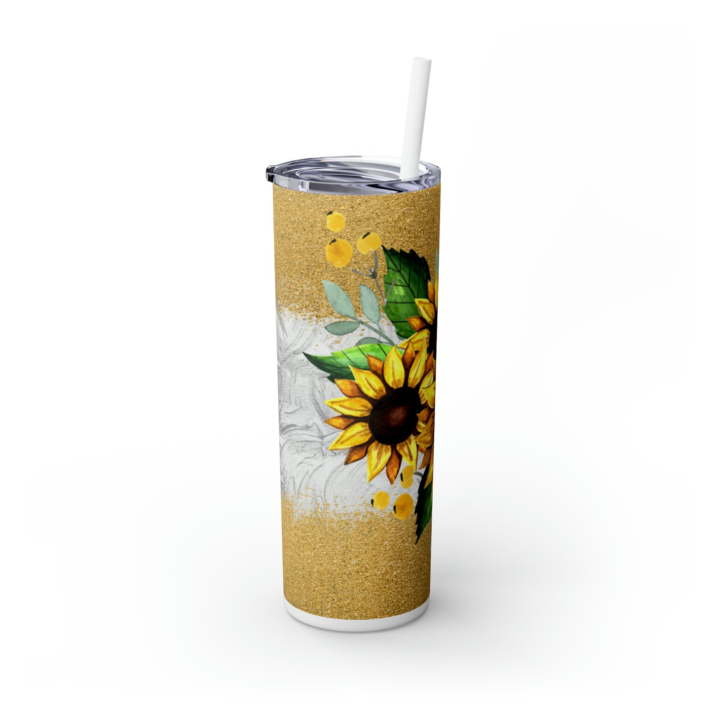 Skinny Tumbler with Straw, 20oz, Sunflower