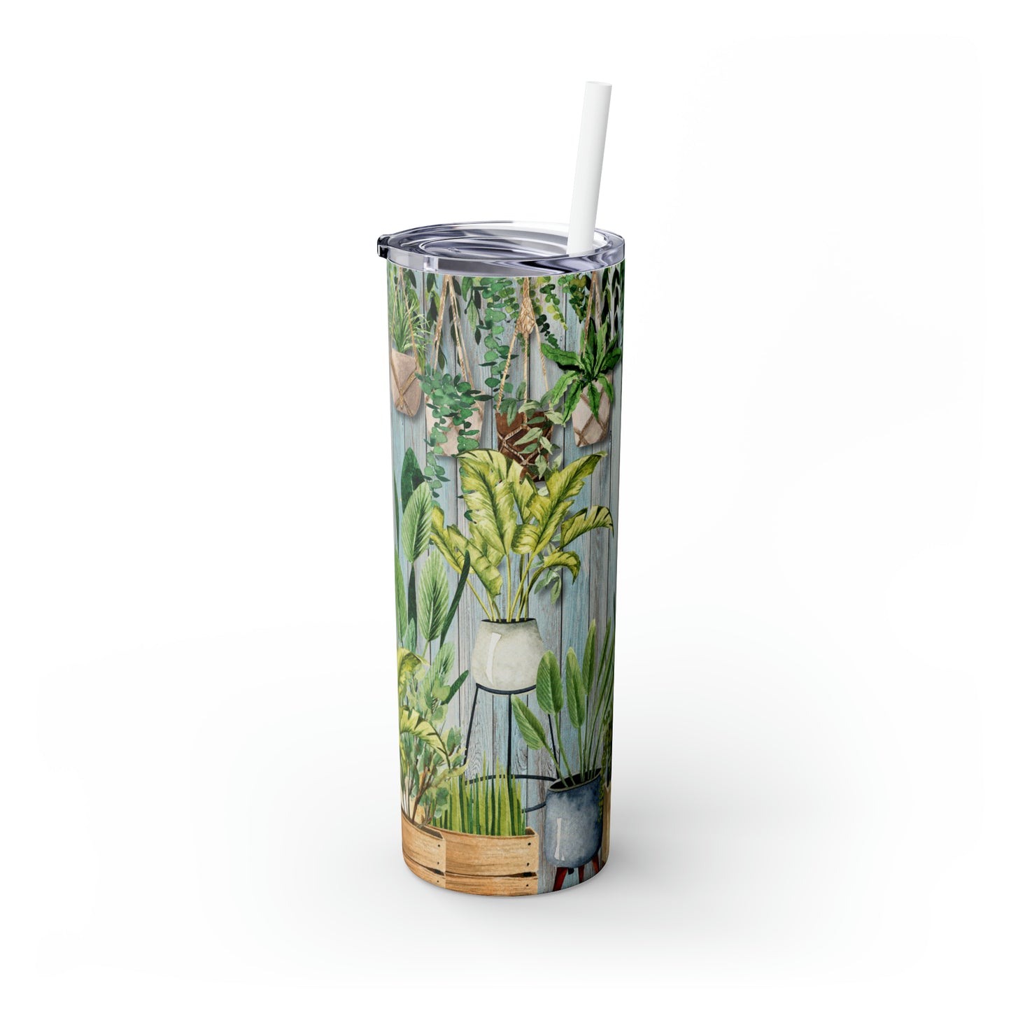 Skinny Tumbler with Straw, 20oz, Home is where the Plants are, awd-024