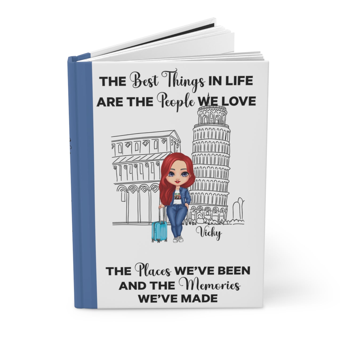 Personalised Hardcover Travel Journal Matte, Italy, The Best things in Life, Red Hair