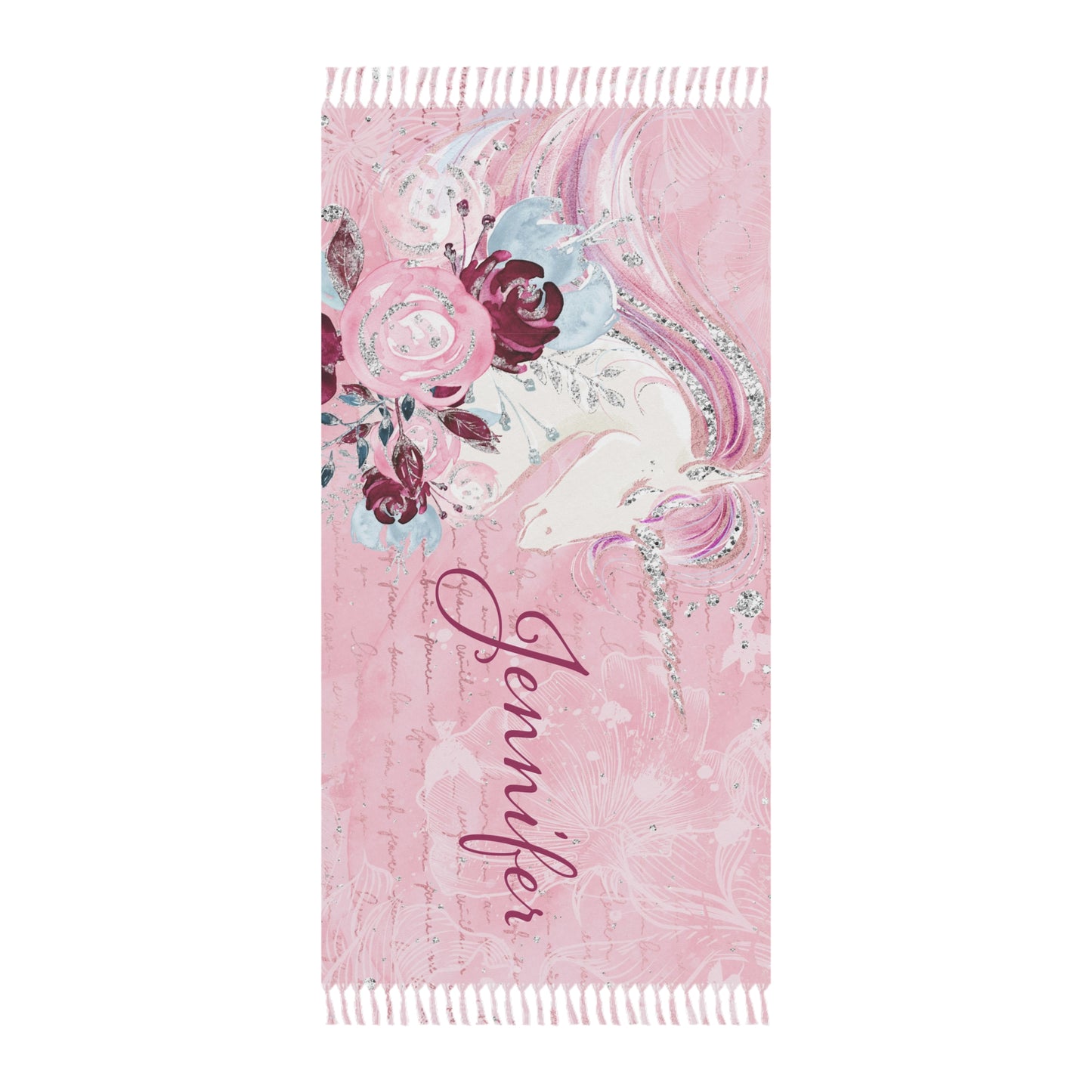 Personalised Boho Beach Towel, Unicorn