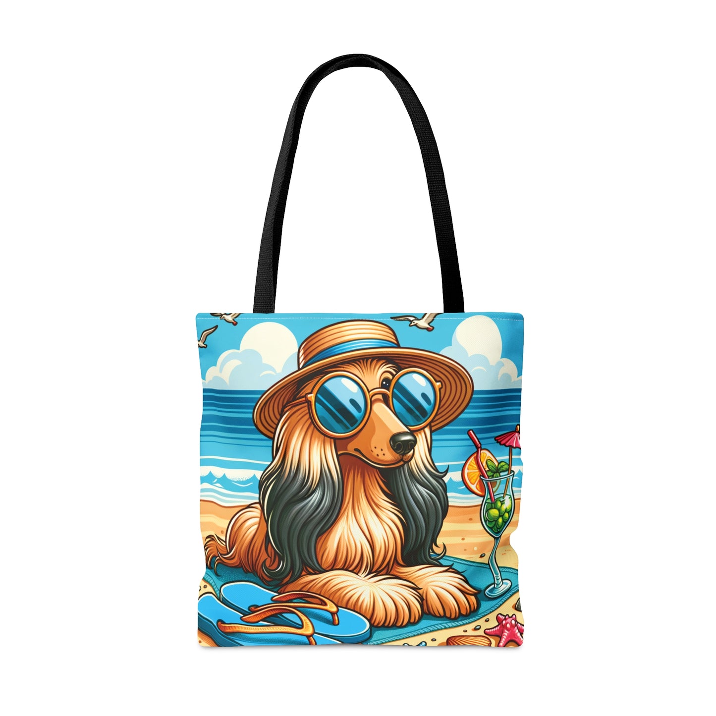 Tote Bag, Dog on Beach, Afghan Hound, Tote bag, awd-1118