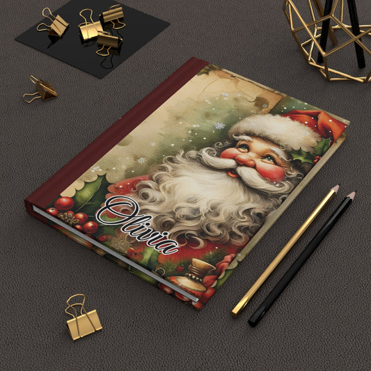 Personalised Hardcover Journal Matte, Christmas, Santa, awd-1478