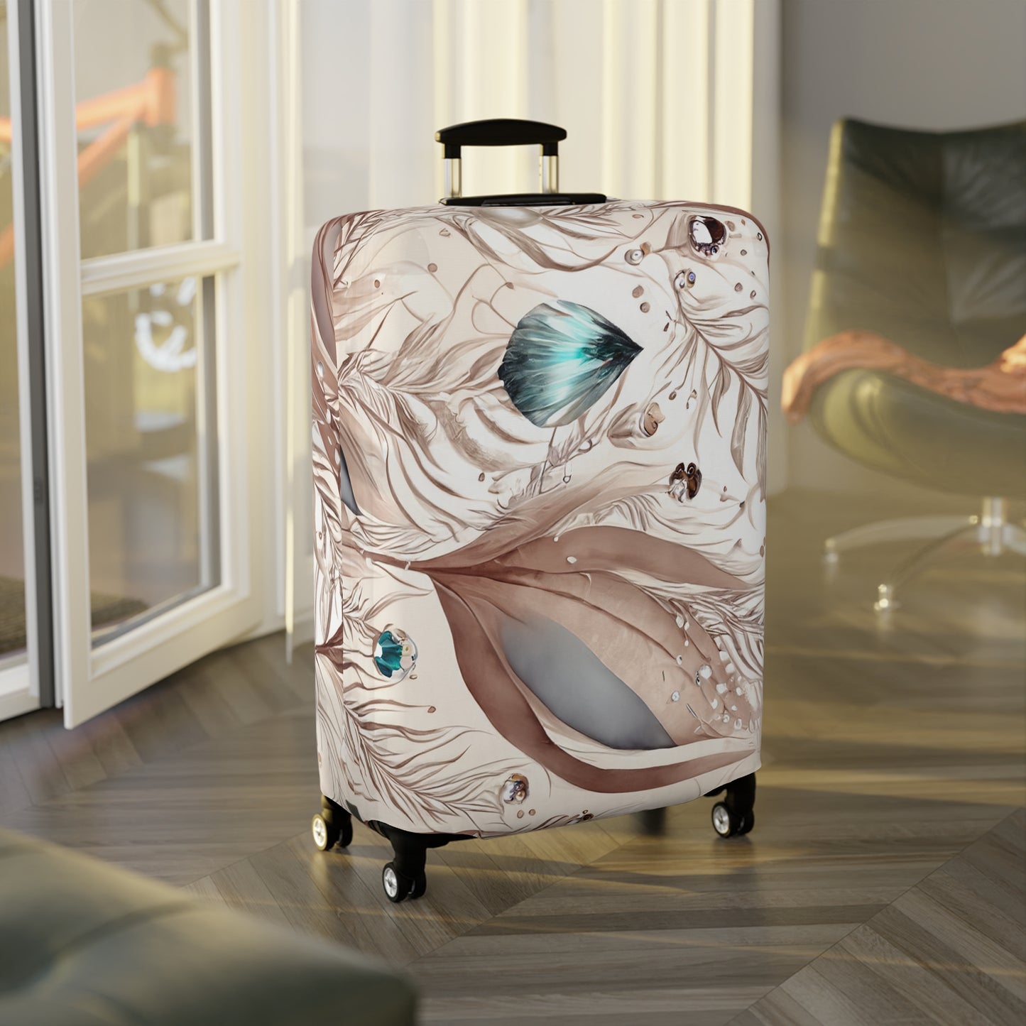 Luggage Cover, Beige Floral