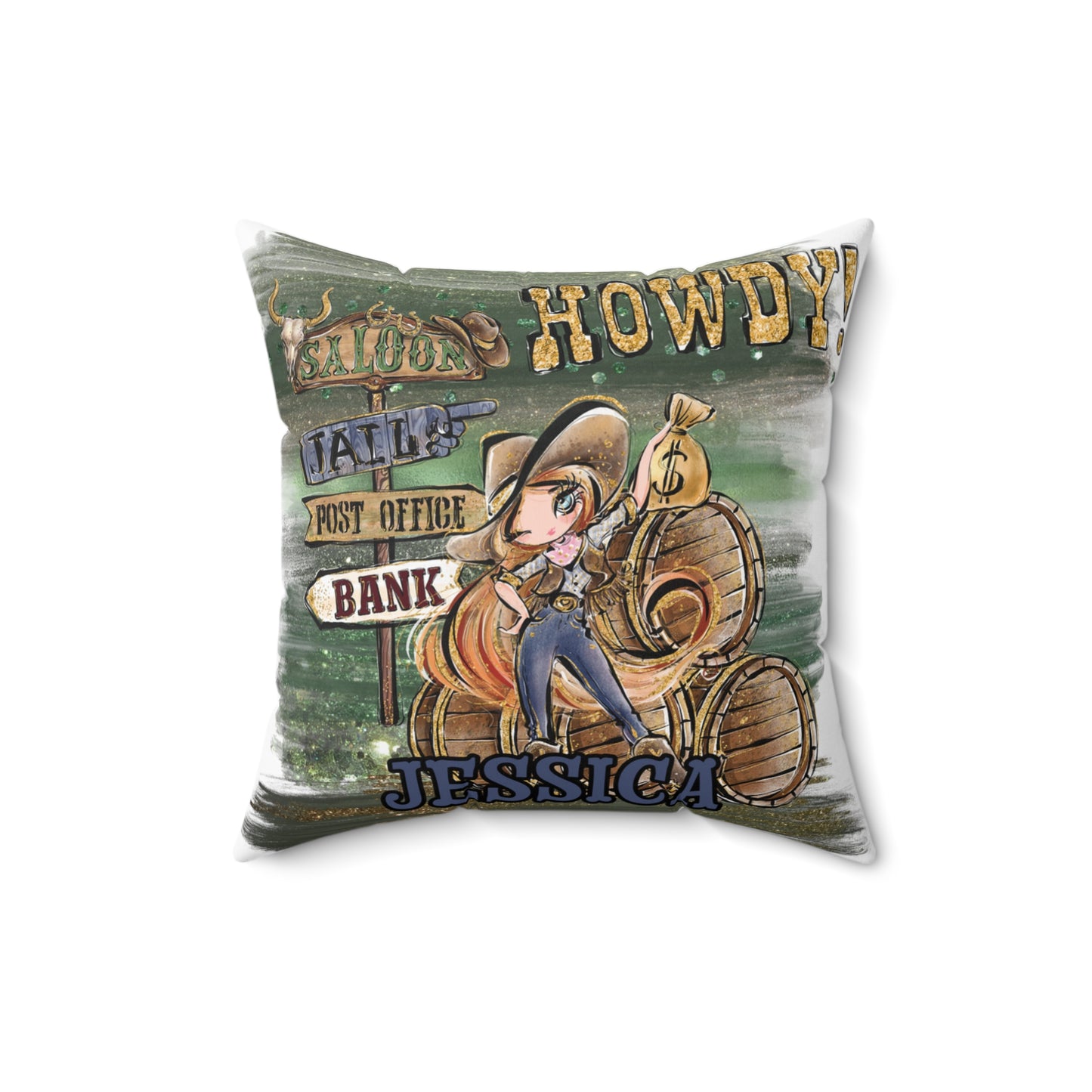 Personalised Howdy Cushion, Red Hair Blue Eyes, Polyester Square Cushion, Christmas cushion