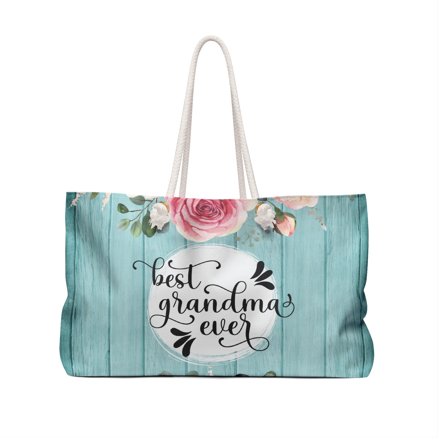 Personalised/Non-Personalised Weekender Bag, Floral, Best Grandma, Large Weekender Bag, Beach Bag, Book Bag