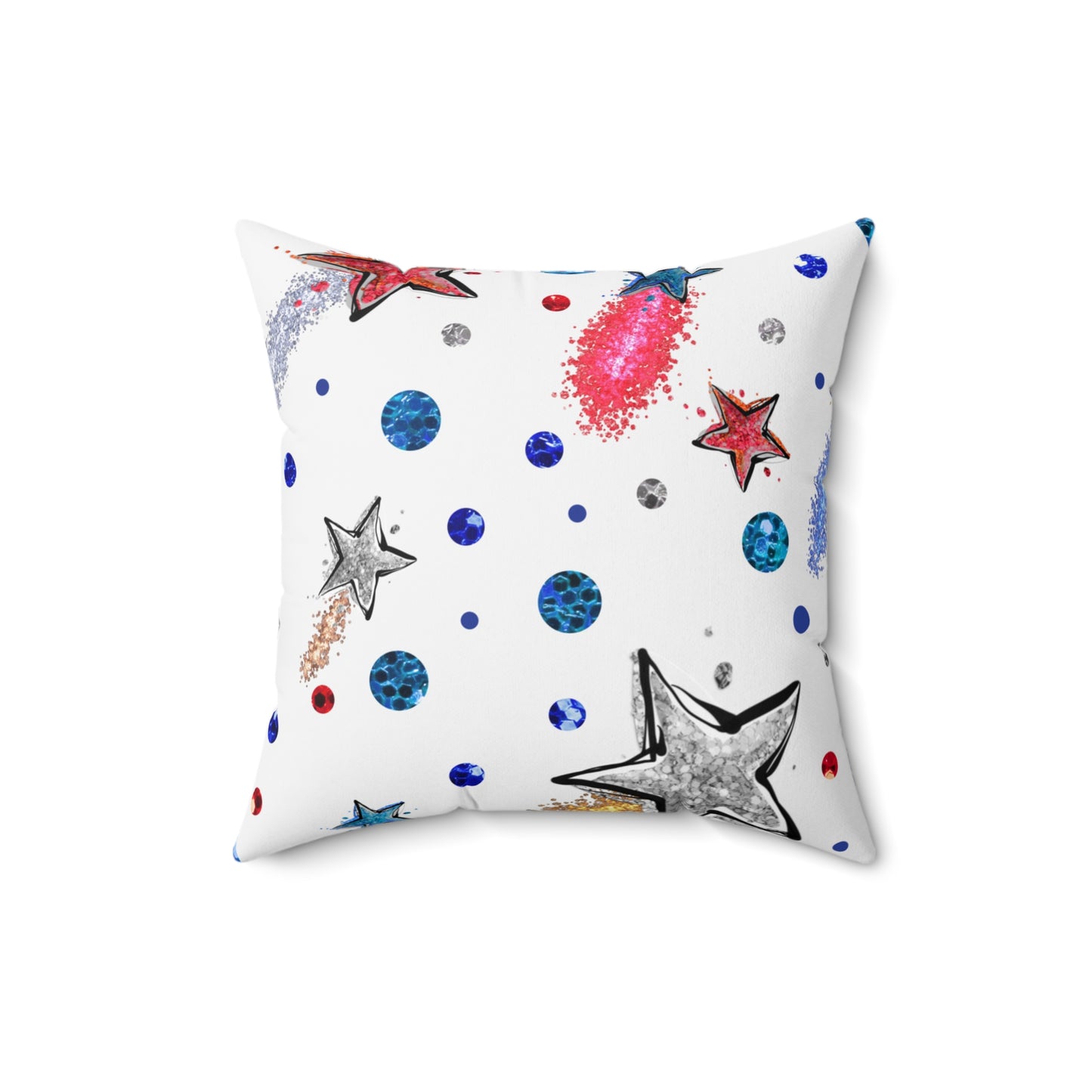 Spun Polyester Square Pillow, Stars Cushion