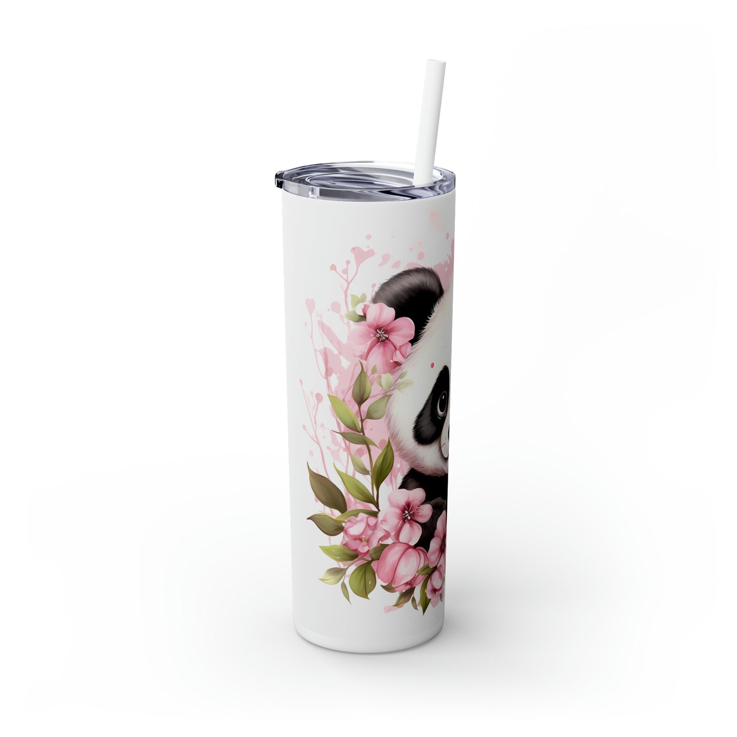 Skinny Tumbler with Straw, 20oz, Panda