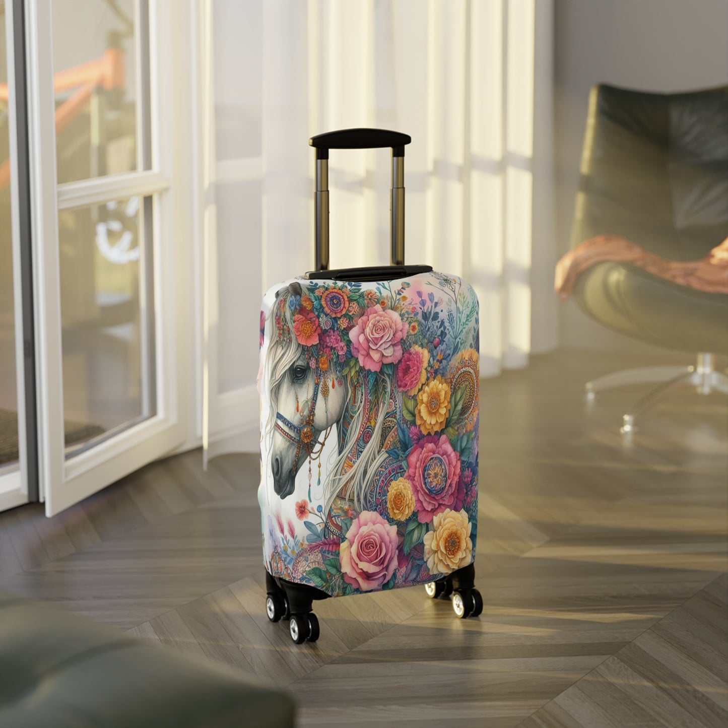 Luggage Cover, Country and Western, Boho Floral Horse, awd-1741