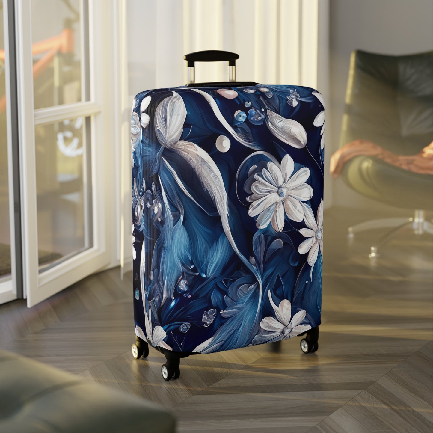 Luggage Cover, Blue Floral