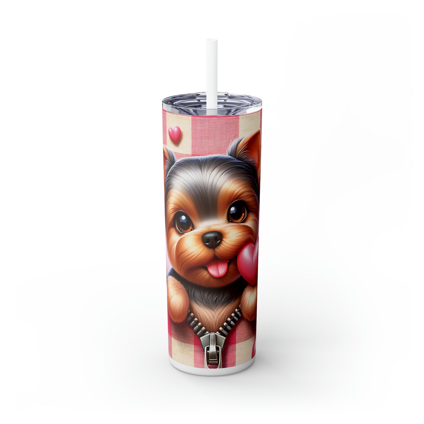 Skinny Tumbler with Straw, 20oz, Dog, Valentines Day, awd-1127