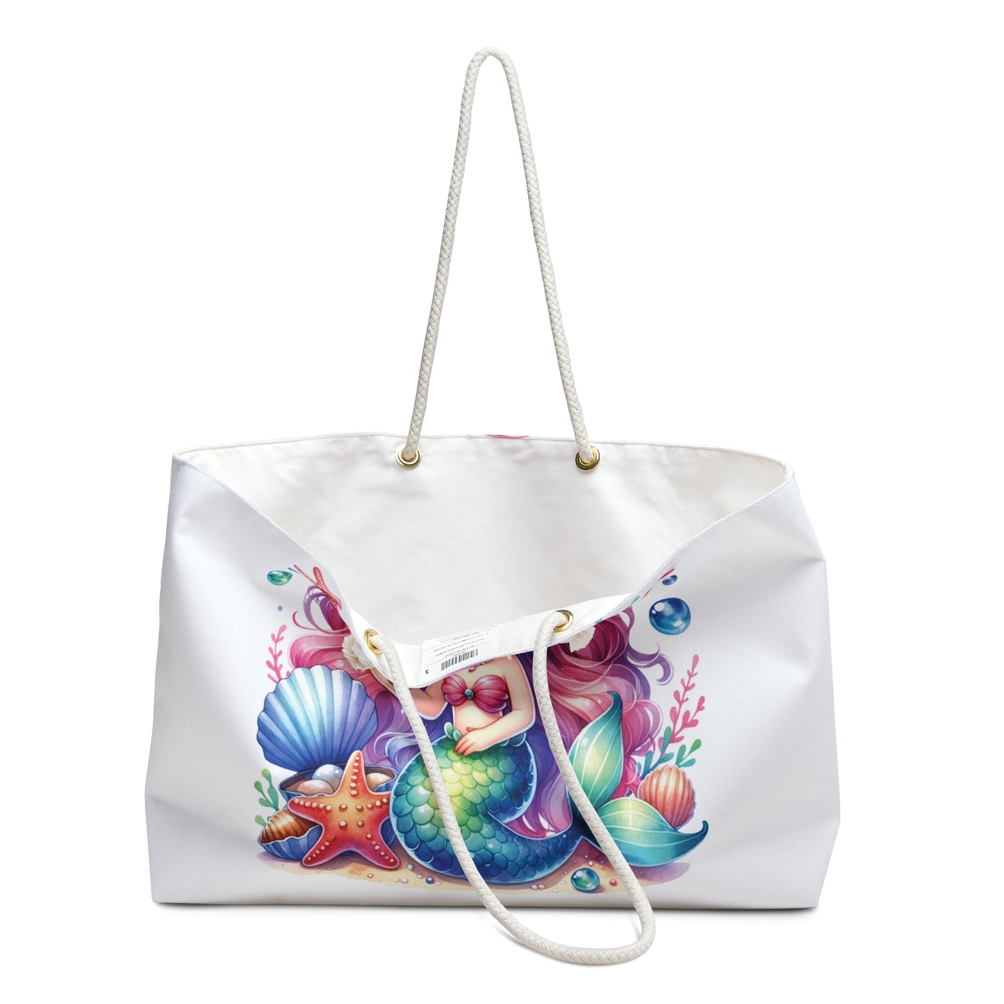 Personalised/Non-Personalised Weekender Bag, Mermaid, Large Weekender Bag, Beach Bag, Book Bag