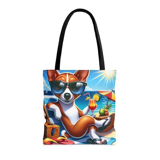 Tote Bag, Dog on Beach, Basenji, Tote bag, awd-1111