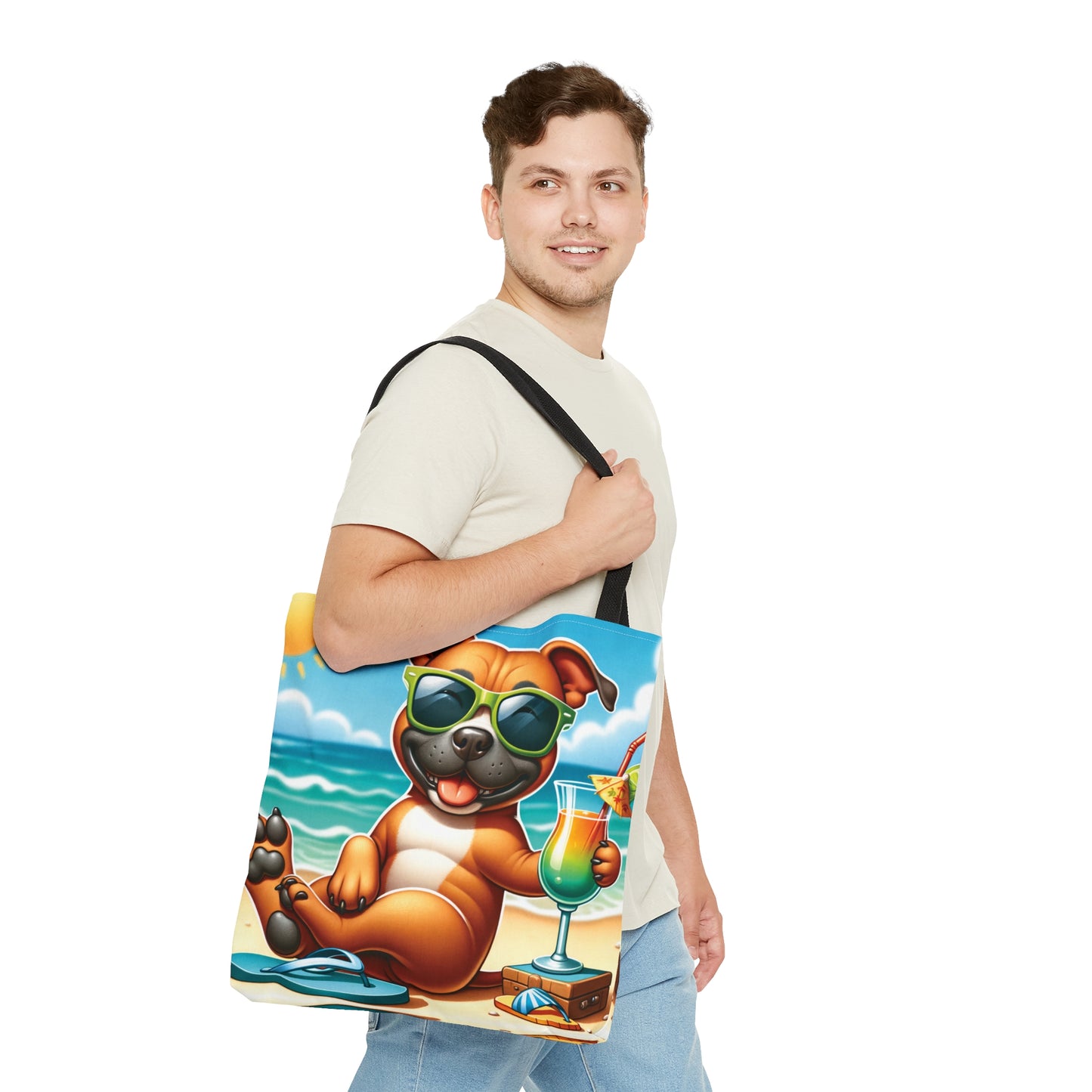 Tote Bag, Dog on Beach, Stafford, Tote bag, awd-1246