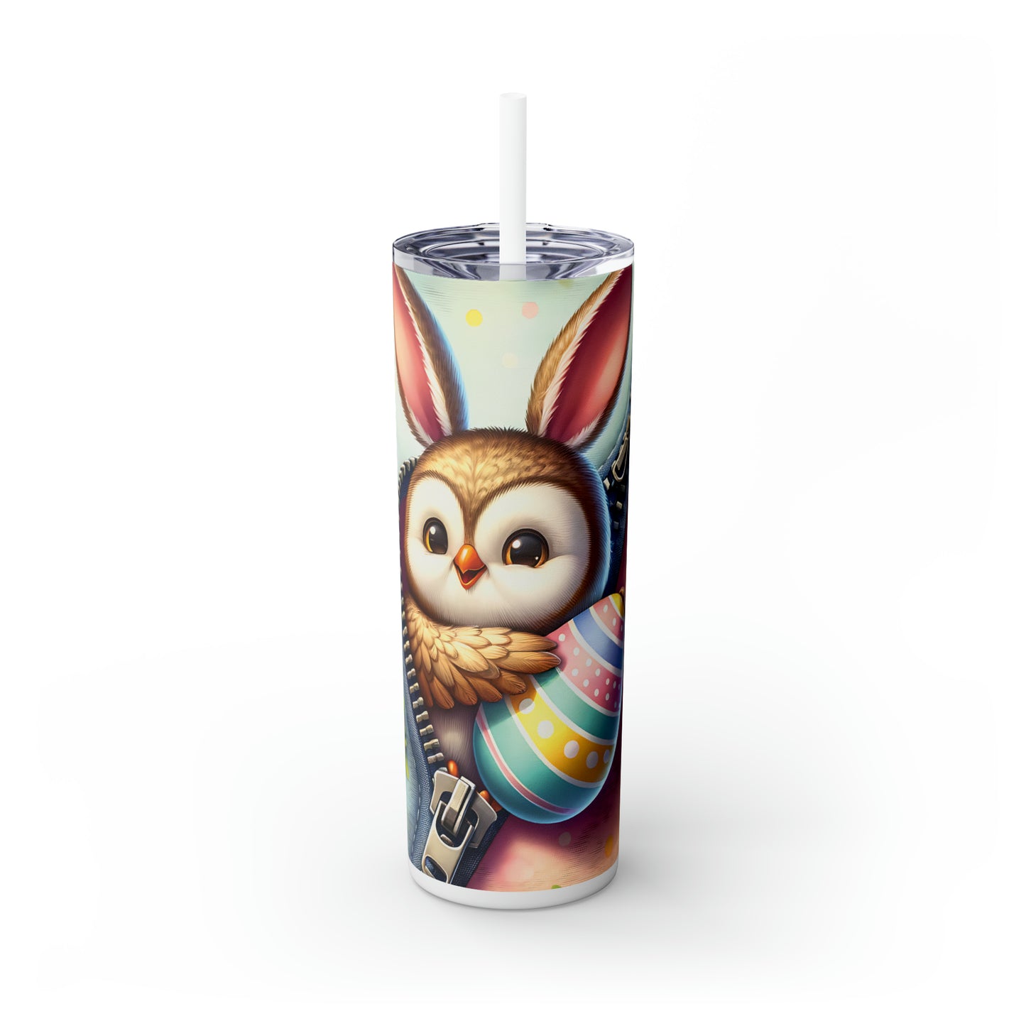 Skinny Tumbler with Straw, 20oz, Easter, Owl, awd-1303