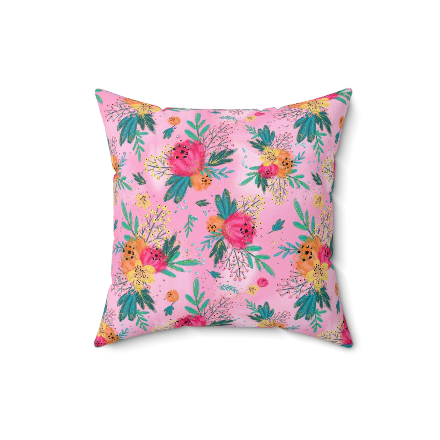 Spun Polyester Square Pillow, Australian Floral Cushion