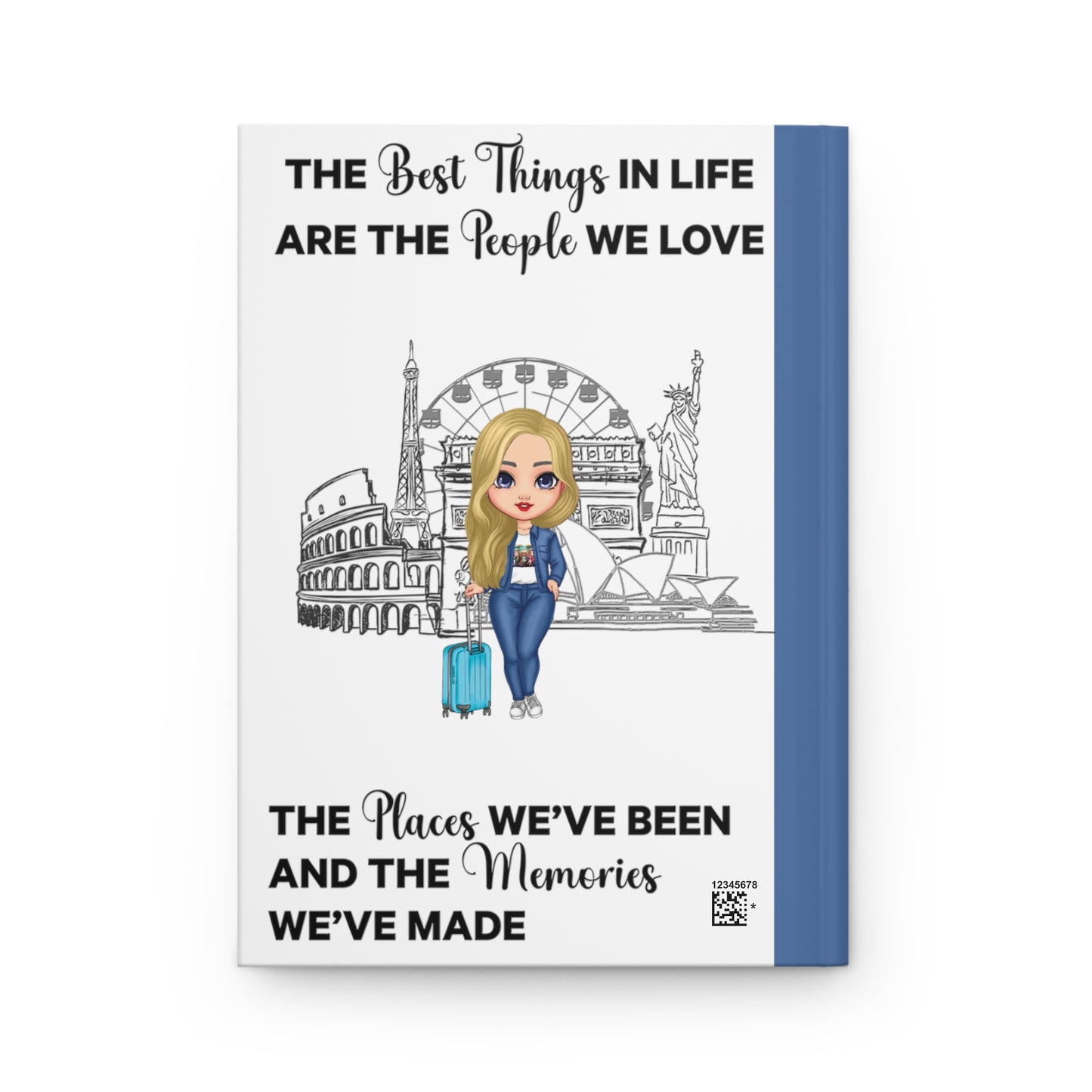 Personalised Hardcover  Travel Journal Matte, The Best things in Life, Blonde Hair