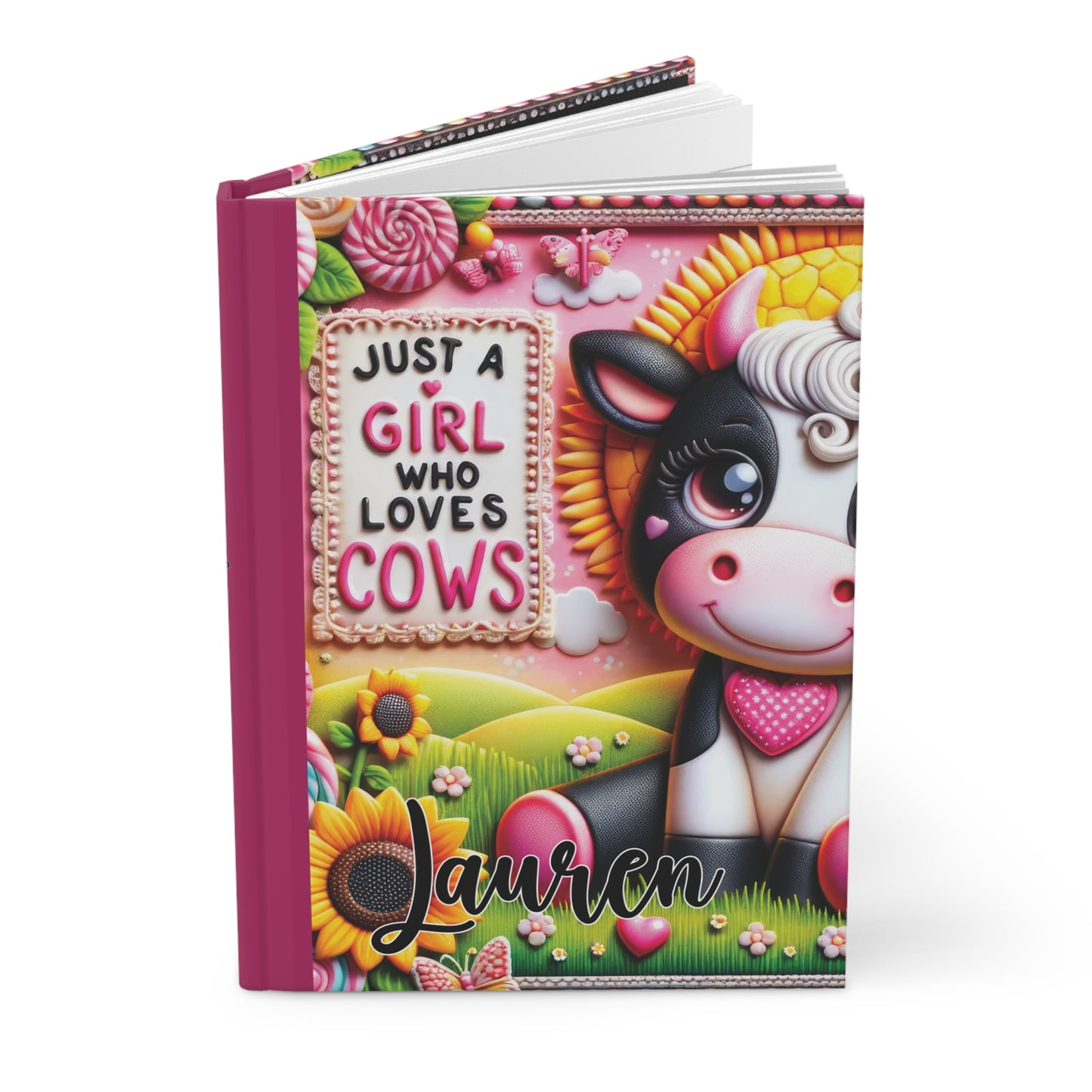 Personalised Hardcover Journal Matte, Just a Girl who Loves Cows, awd-1801