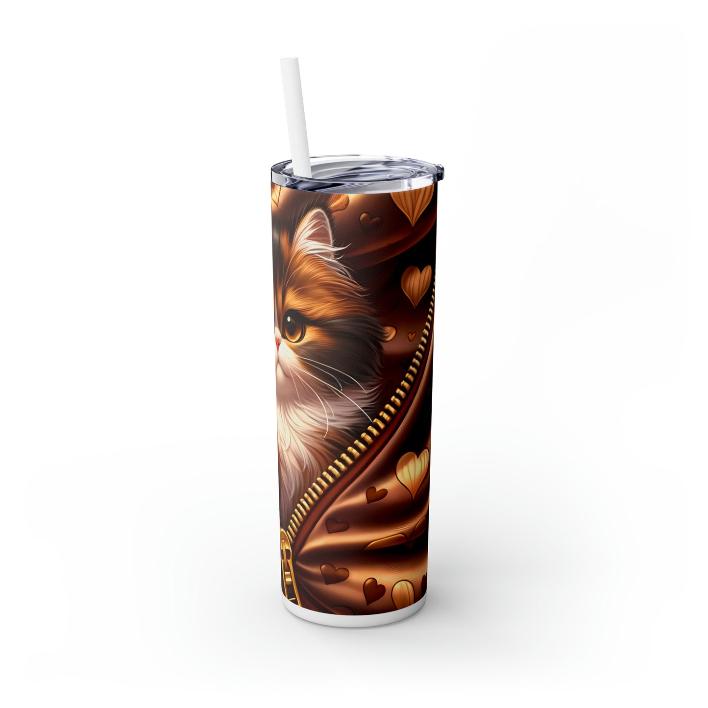 Skinny Tumbler with Straw, 20oz, Cat, Valentines Day, awd-936