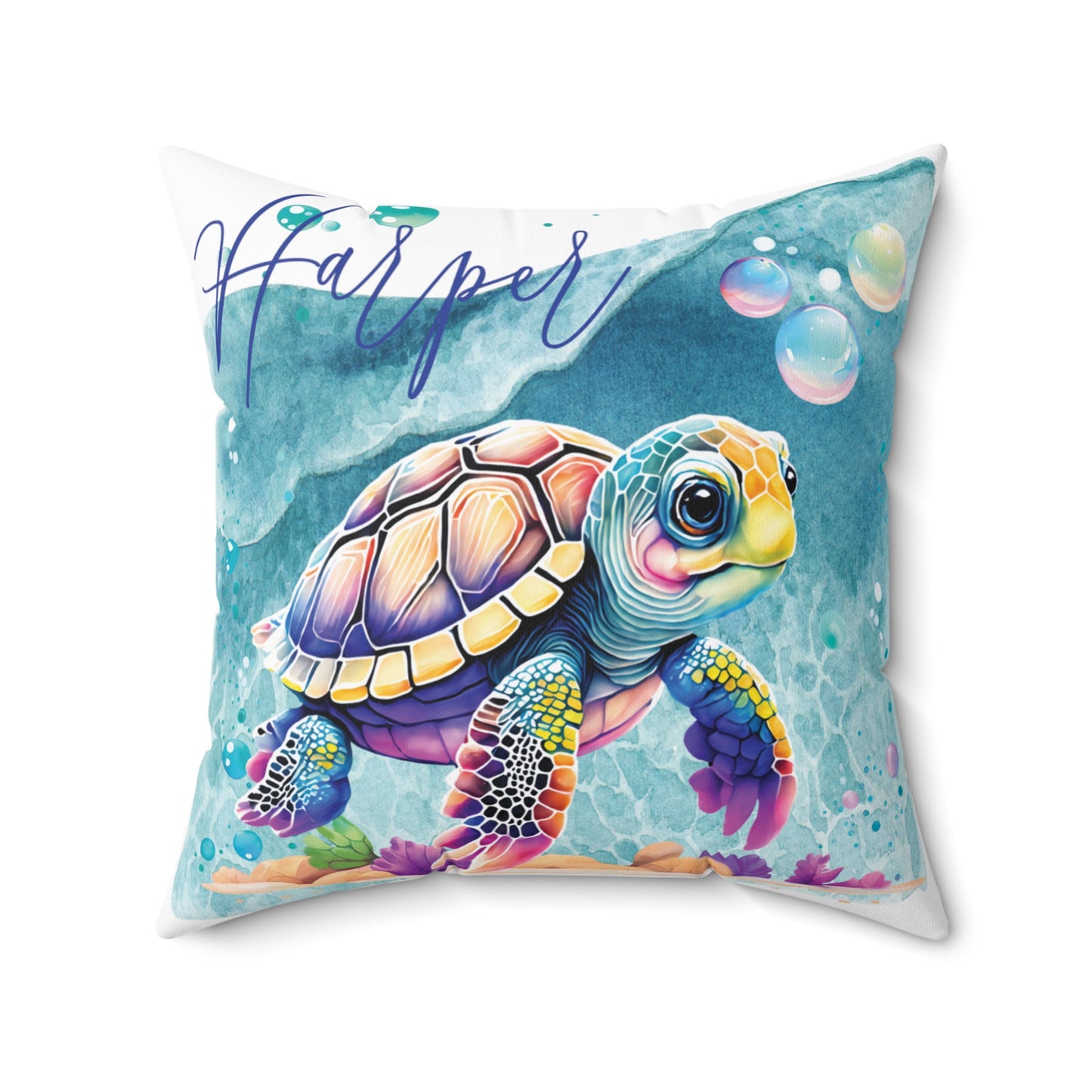 Personalised Turtle Polyester Square Cushion, Turtle cushion