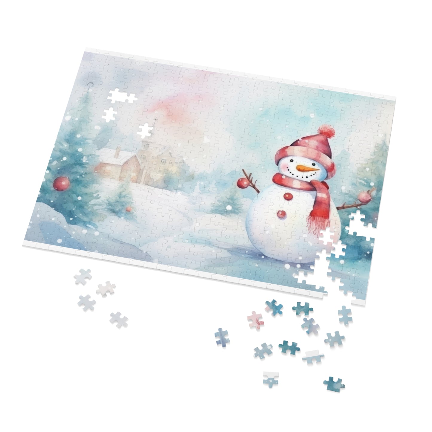 Puzzle, Christmas Snowman, Personalised/Non-Personalised (30, 110, 252, 500,1000-Piece)