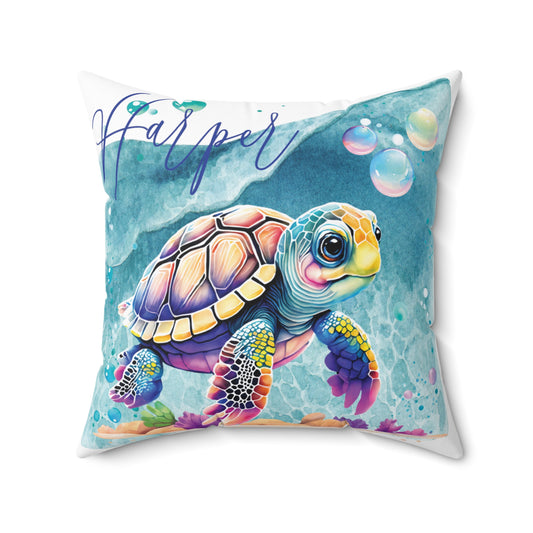 Personalised Turtle Polyester Square Cushion, Turtle cushion