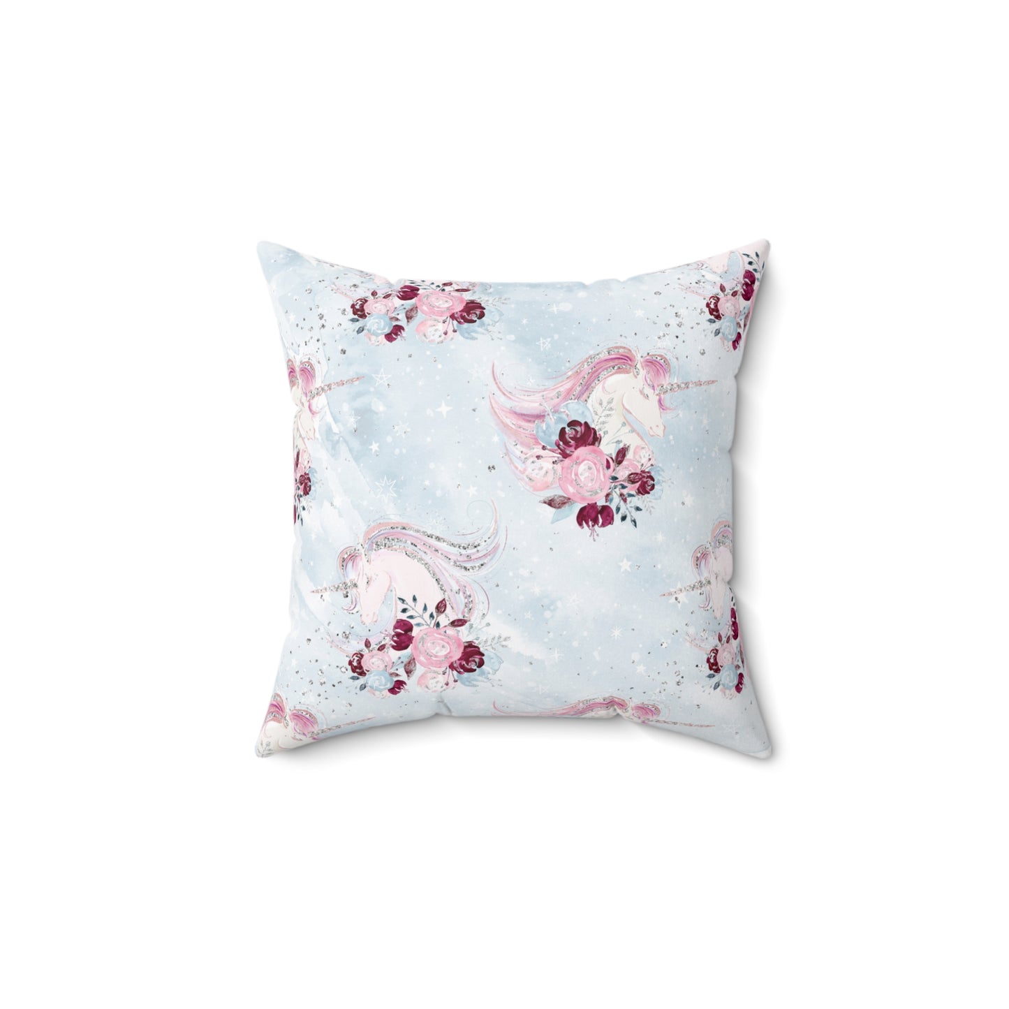 Spun Polyester Square Pillow, Unicorn Cushion