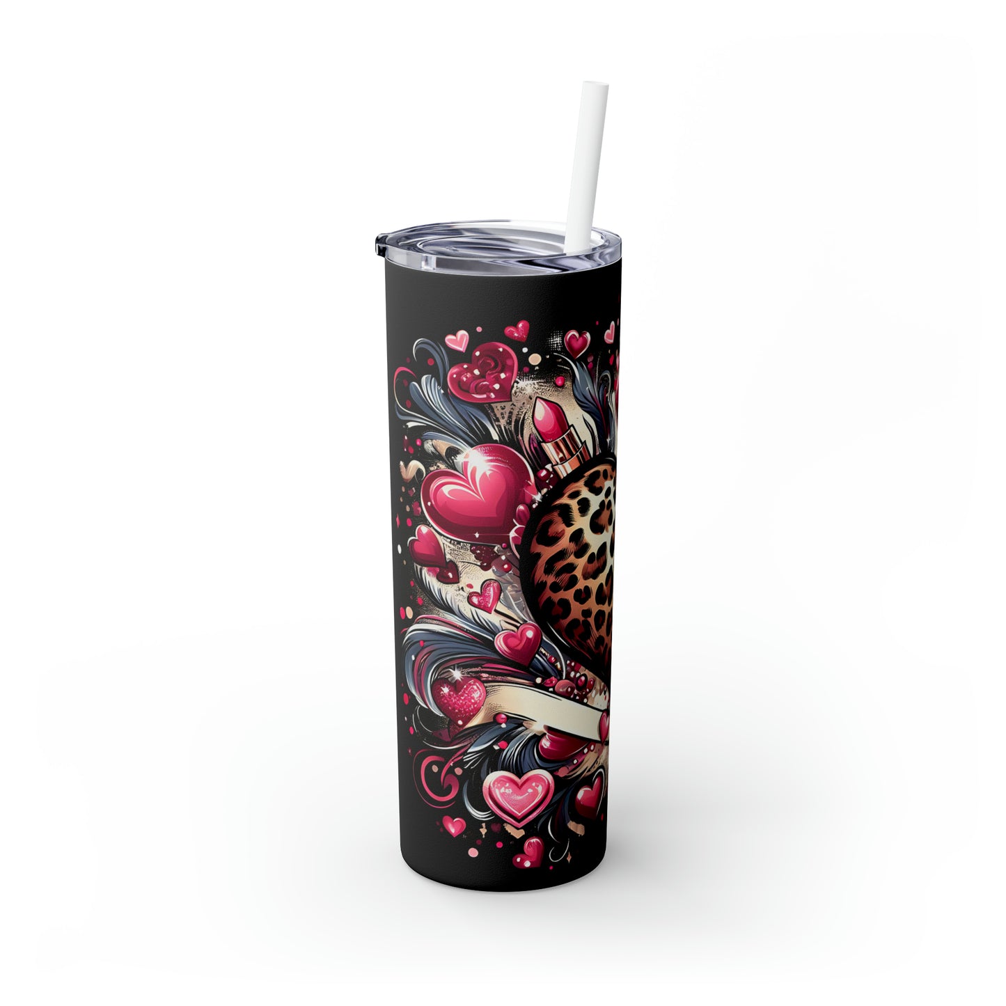 Skinny Tumbler with Straw, 20oz, Heart, awd-318