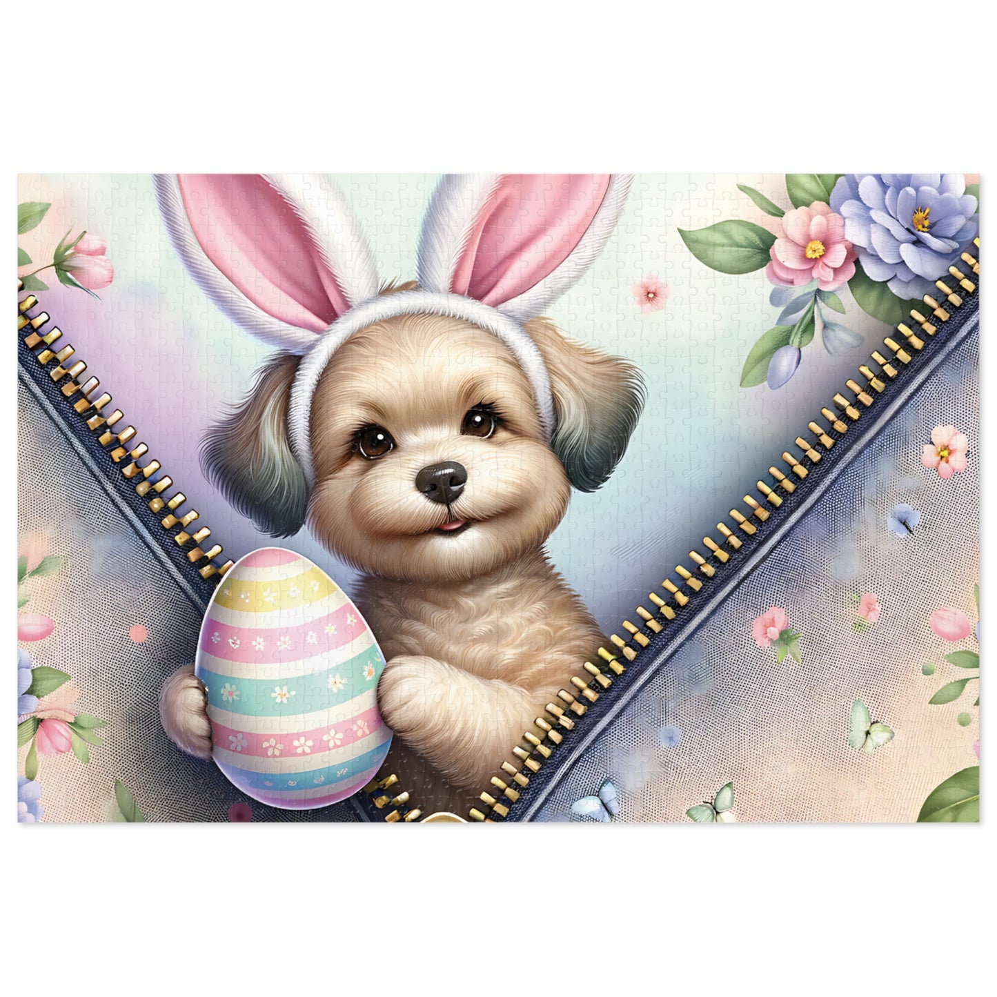 Jigsaw Puzzle, Easter, Dog with Bunny Ears, Personalised/Non-Personalised (30, 110, 252, 500,1000-Piece) Awd-1310