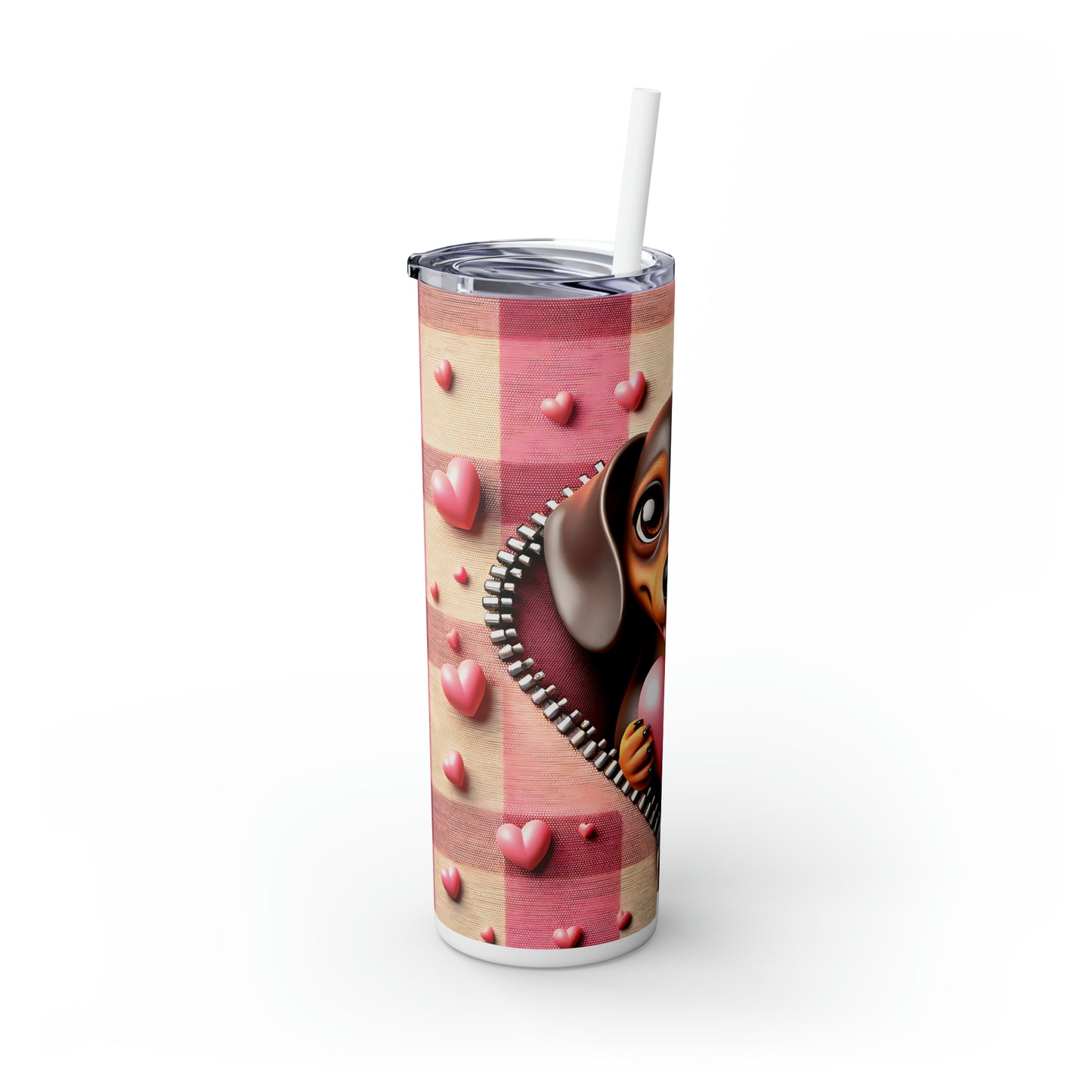 Skinny Tumbler with Straw, 20oz, Dog, Valentines Day, awd-1137