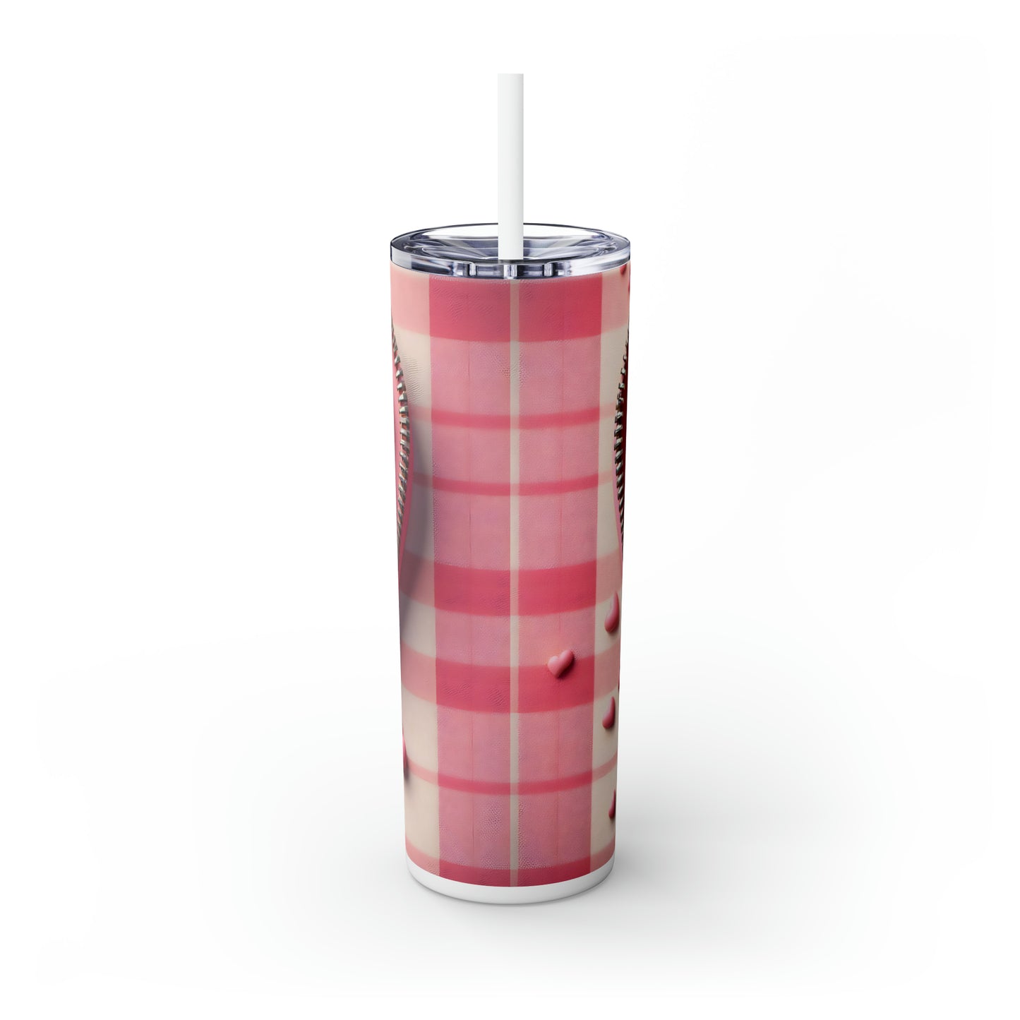 Skinny Tumbler with Straw, 20oz, Panda, Valentines Day