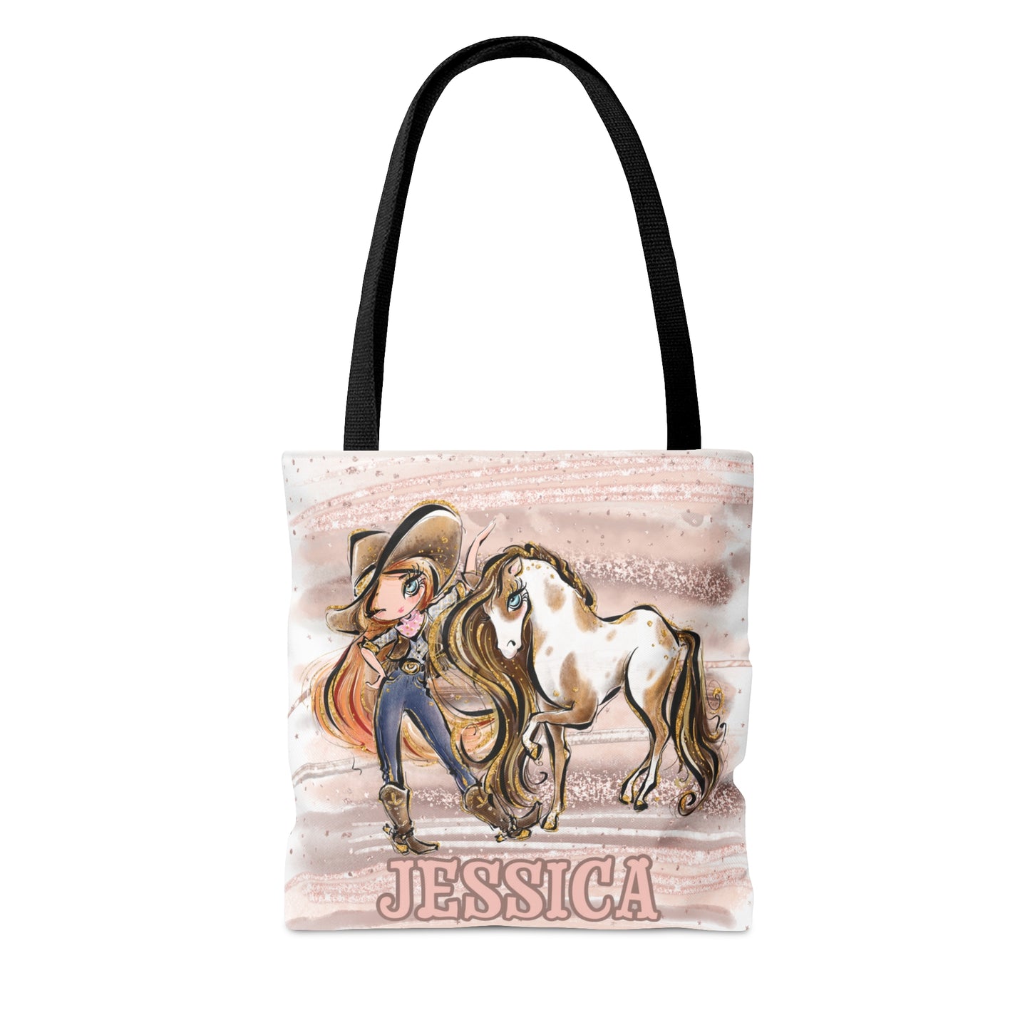 Personalised Tote Bag, Cowgirl & Horse, Red Hair, Blue Eyes, Tote bag