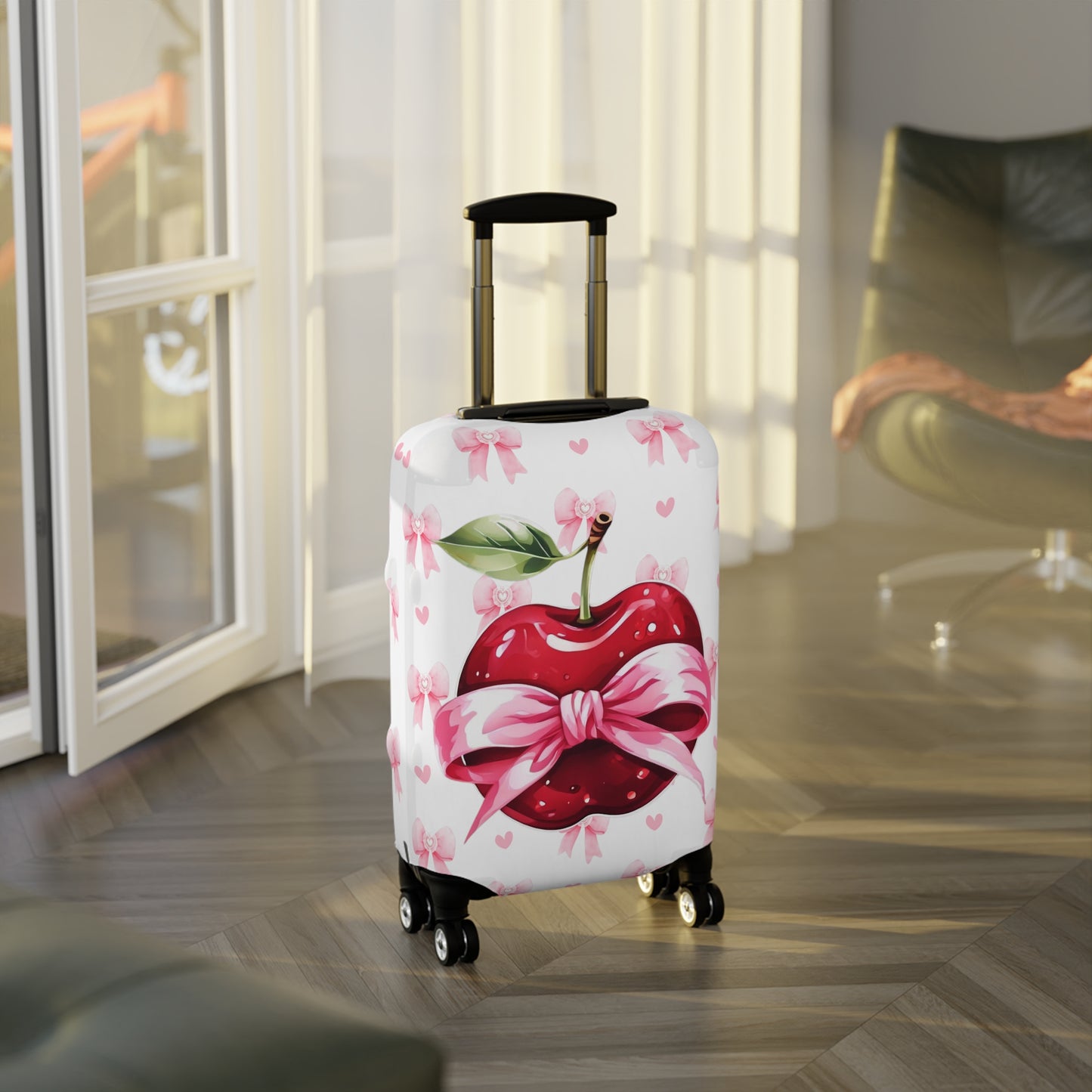 Luggage Cover, Rockabilly, Coquette, Pink Bows, Apple and Ribbon, awd-2528