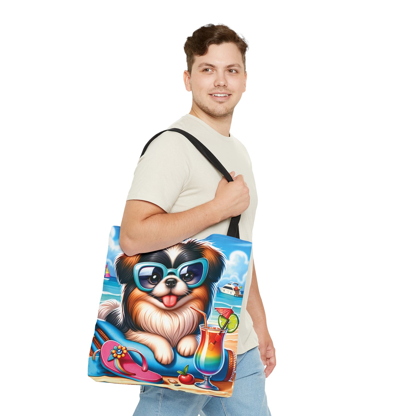 Tote Bag, Dog on Beach, Pekinese, Tote bag,  awd-1230