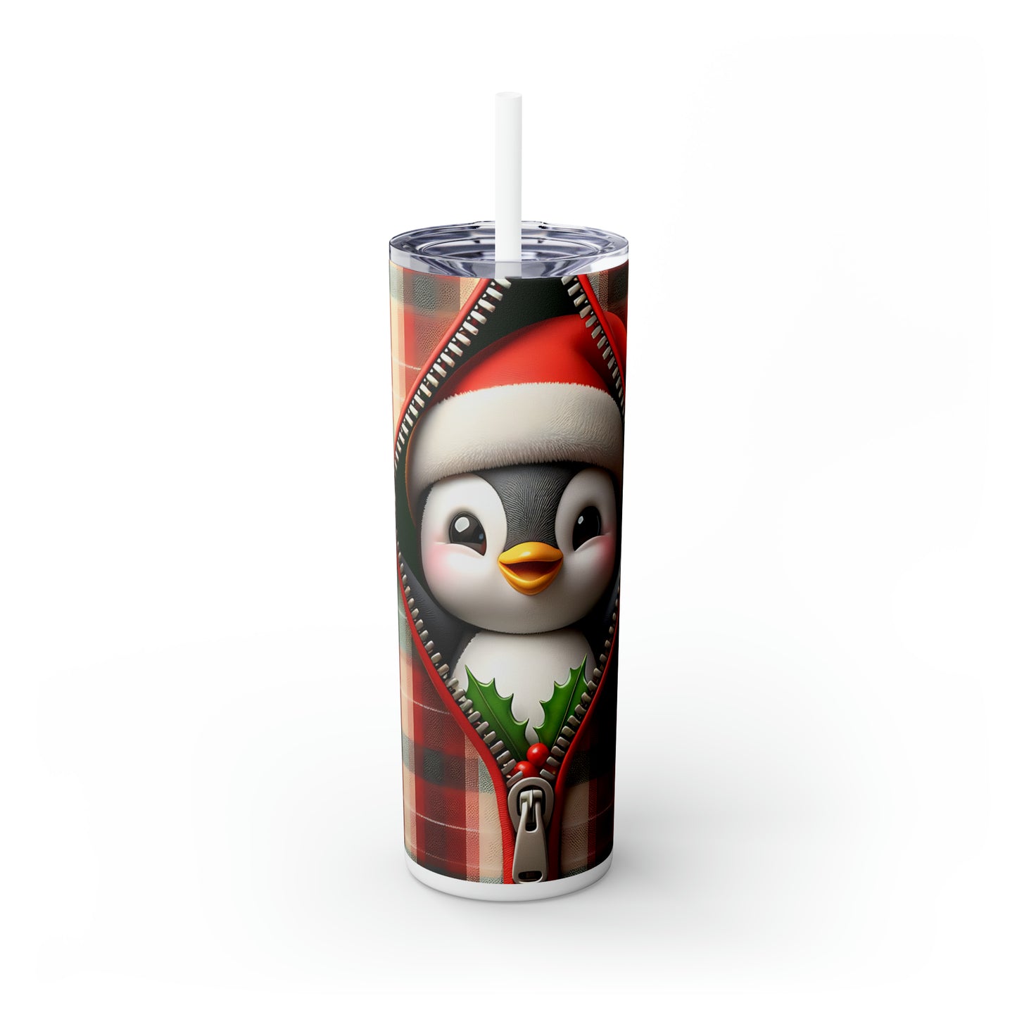 Skinny Tumbler with Straw, 20oz, Penguin