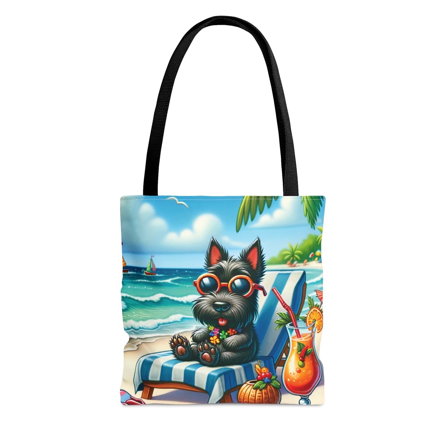 Tote Bag, Dog on Beach, Scottish Terrier, Tote bag, awd-1243