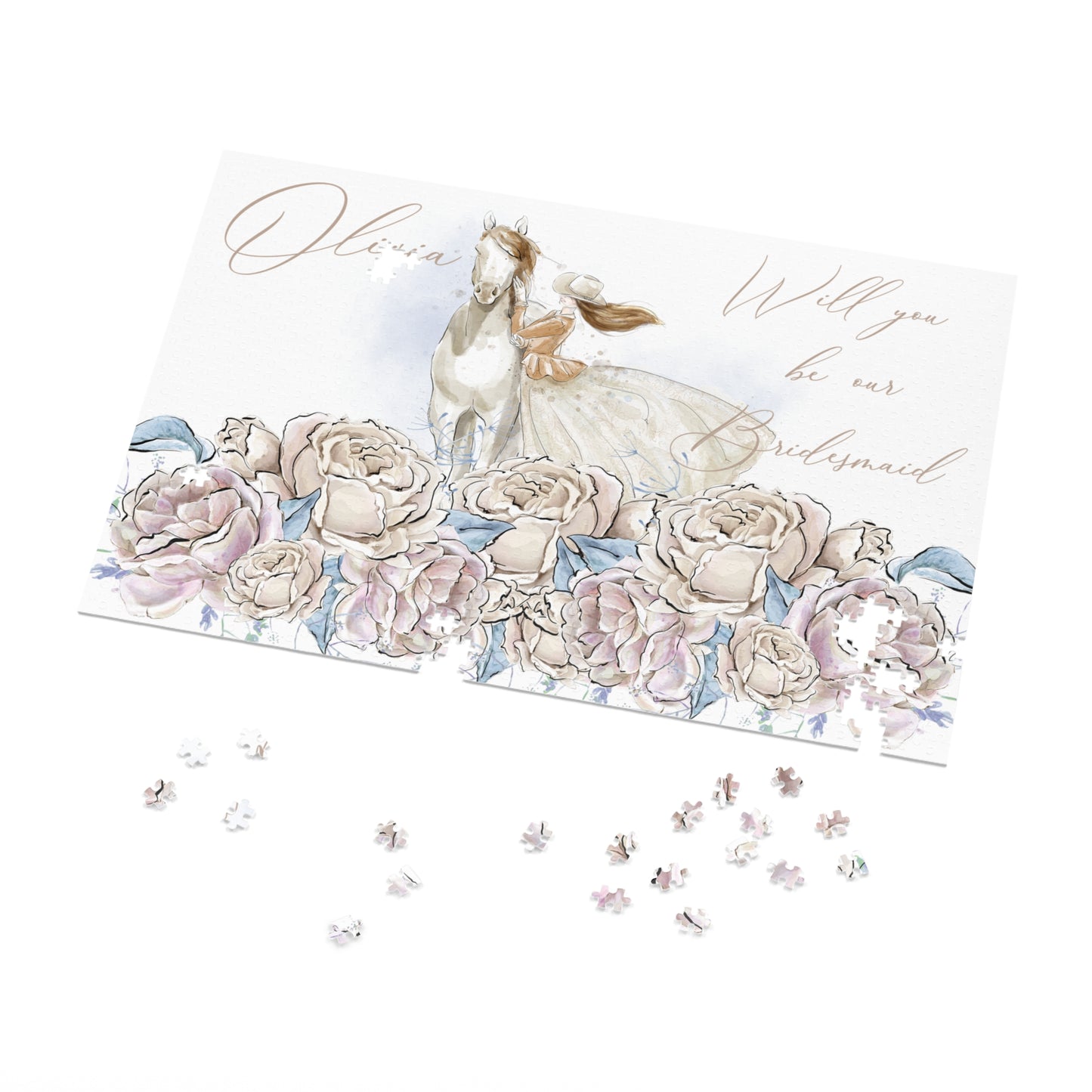 Jigsaw Puzzle, Western, Romance Floral, Bridal, Will you be our Bridesmaid, Personalised/Non-Personalised (30, 110, 252, 500,1000-Piece)