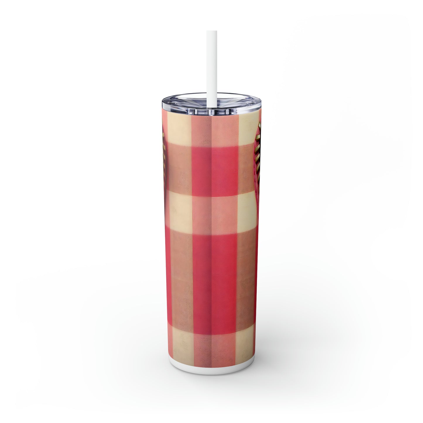 Skinny Tumbler with Straw, 20oz, Santa