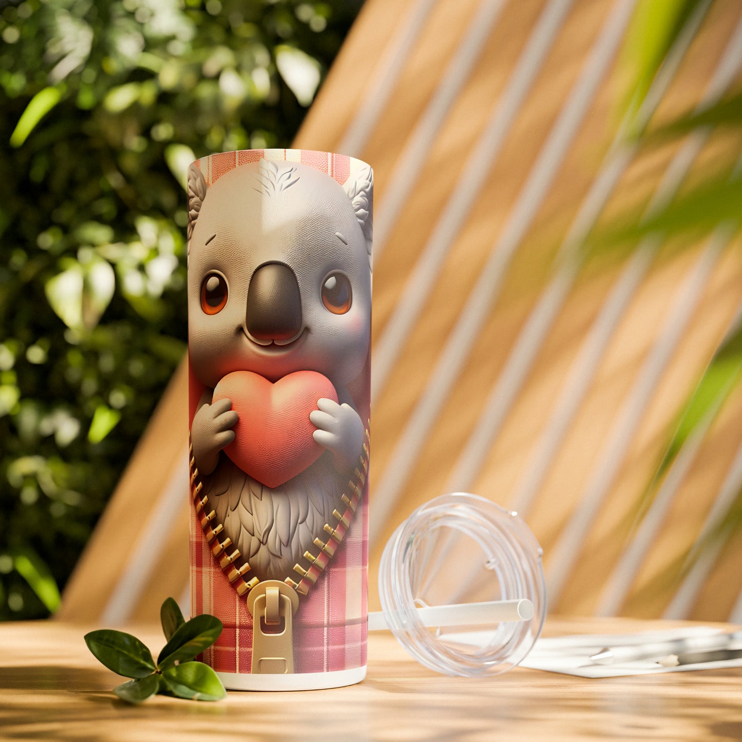 Skinny Tumbler with Straw, 20oz, Koala, Valentines Day