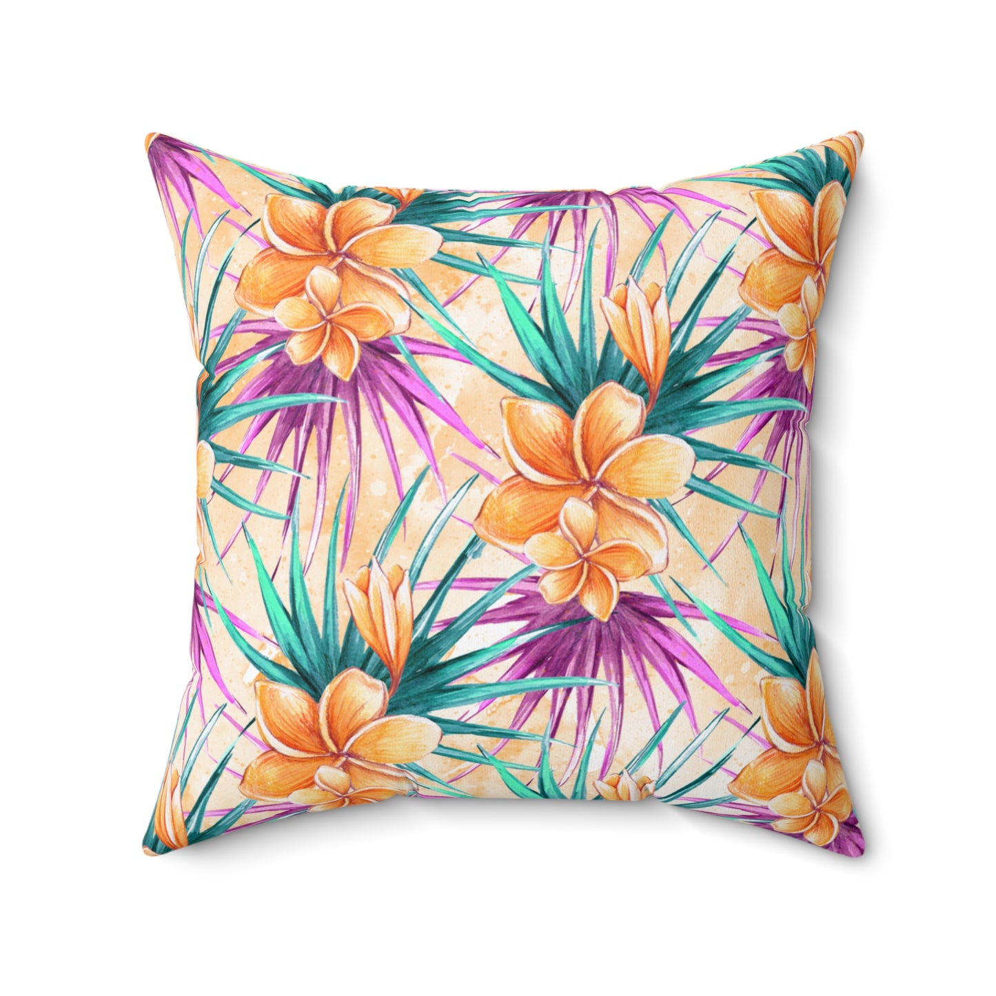 Spun Polyester Square Pillow, Hibiscus Cushion