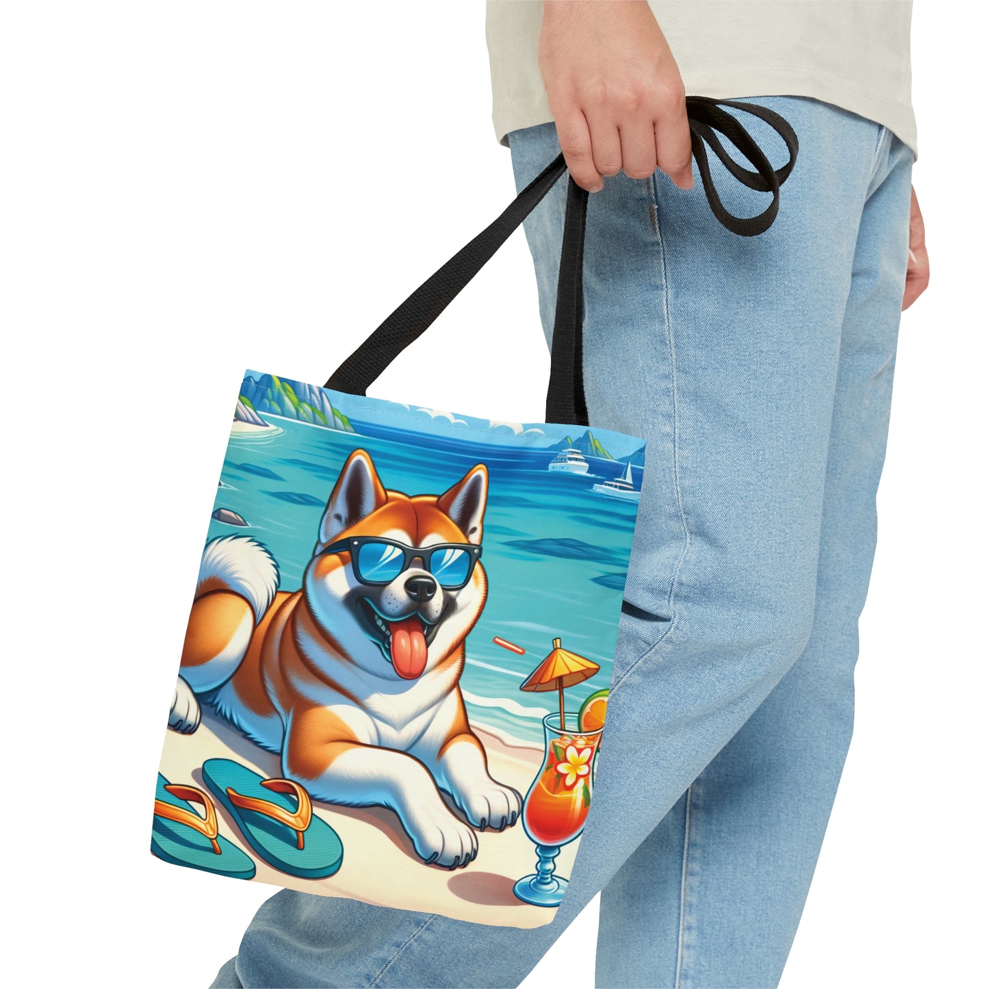 Tote Bag, Dog on Beach, Akita, Tote bag, awd-1117