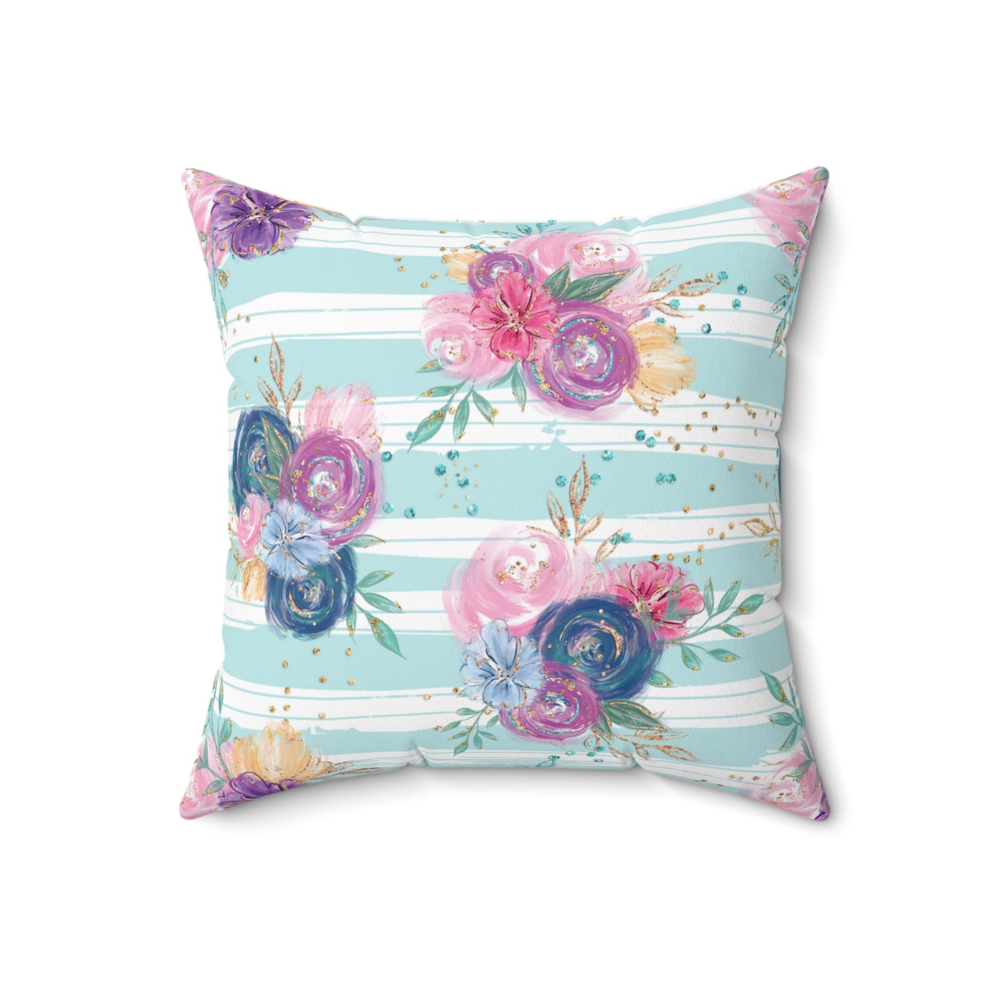 Spun Polyester Square Pillow, Floral Cushion