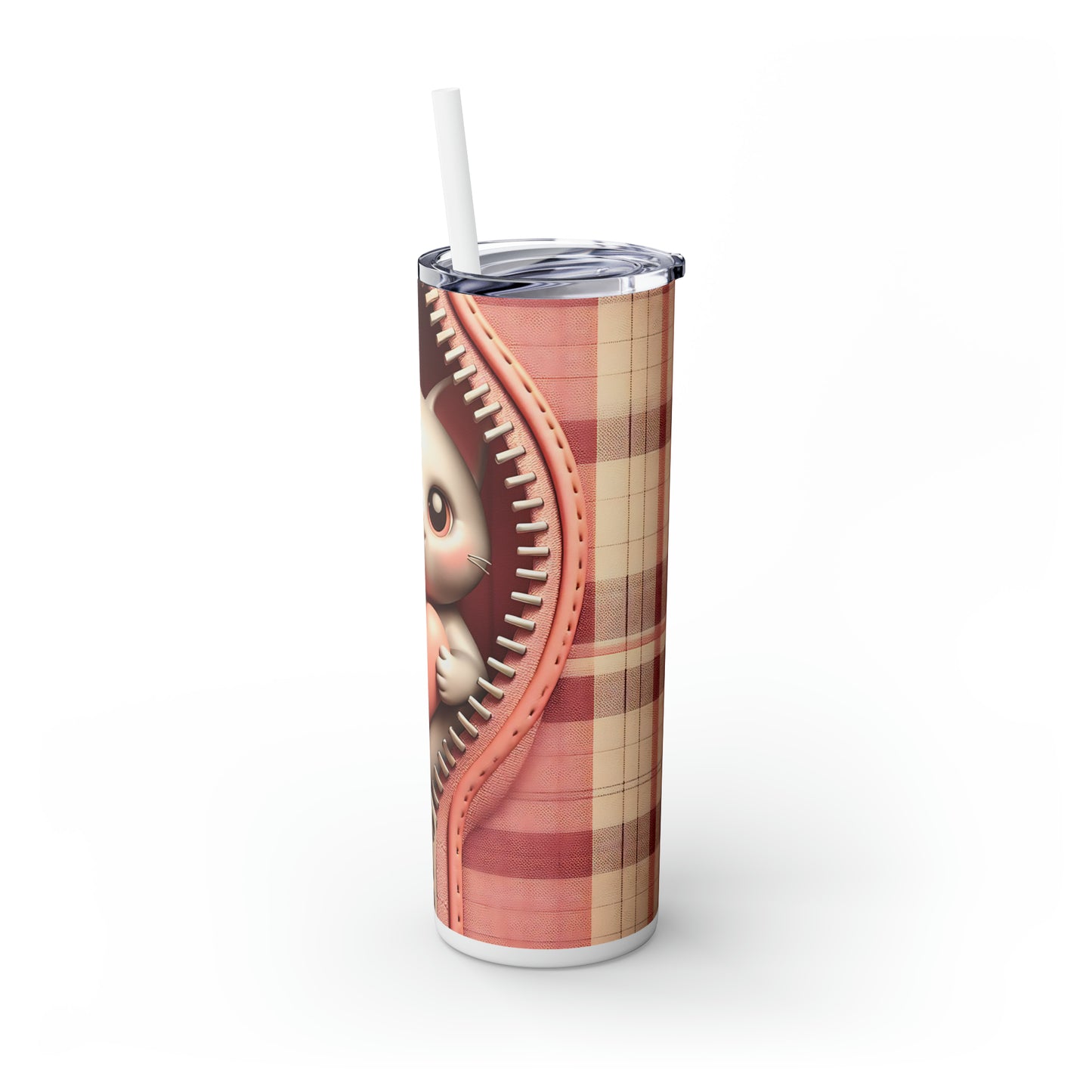 Skinny Tumbler with Straw, 20oz, Cat, Valentines Day, awd-938