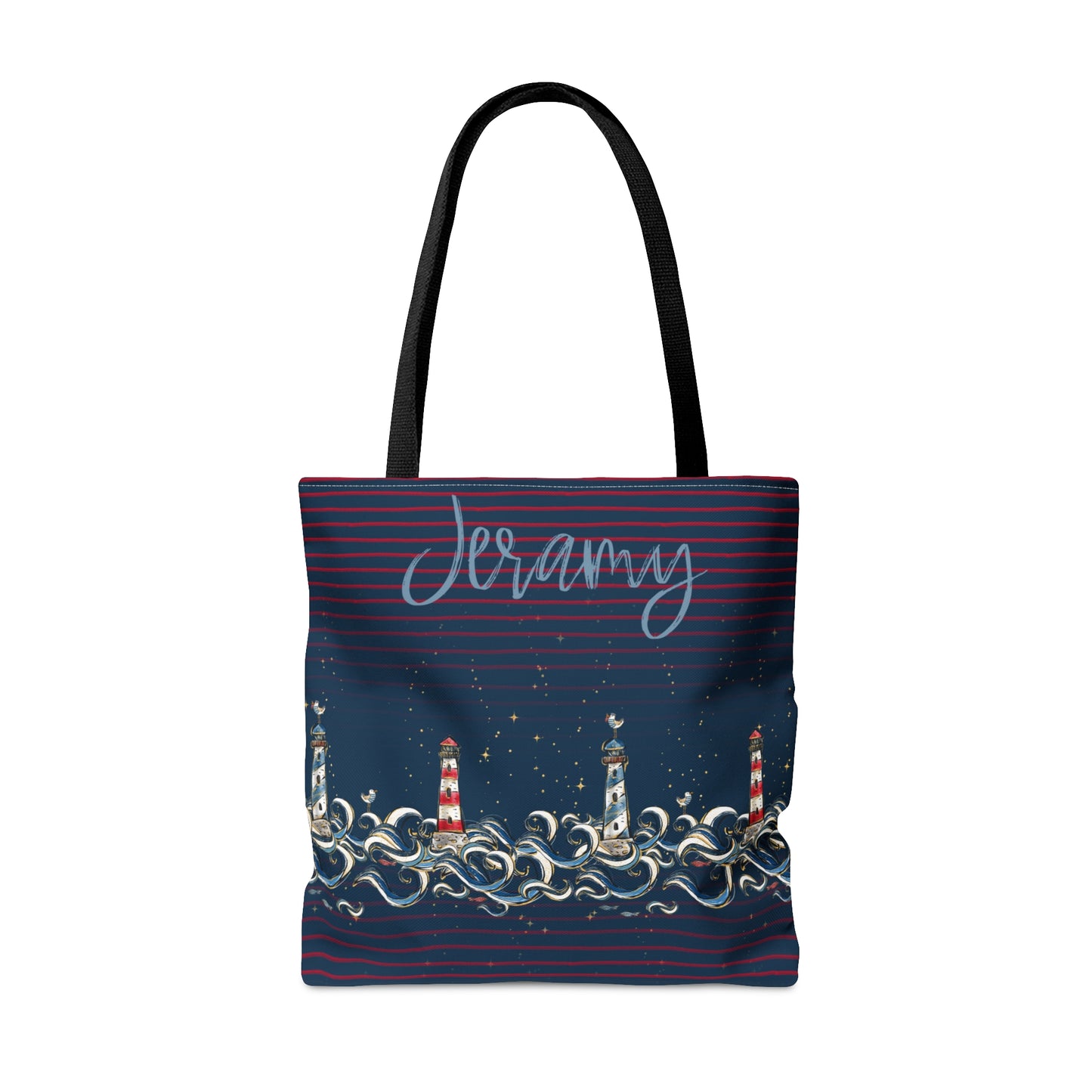 Personalised Nautical Tote Bag, Lighthouse Tote Bag