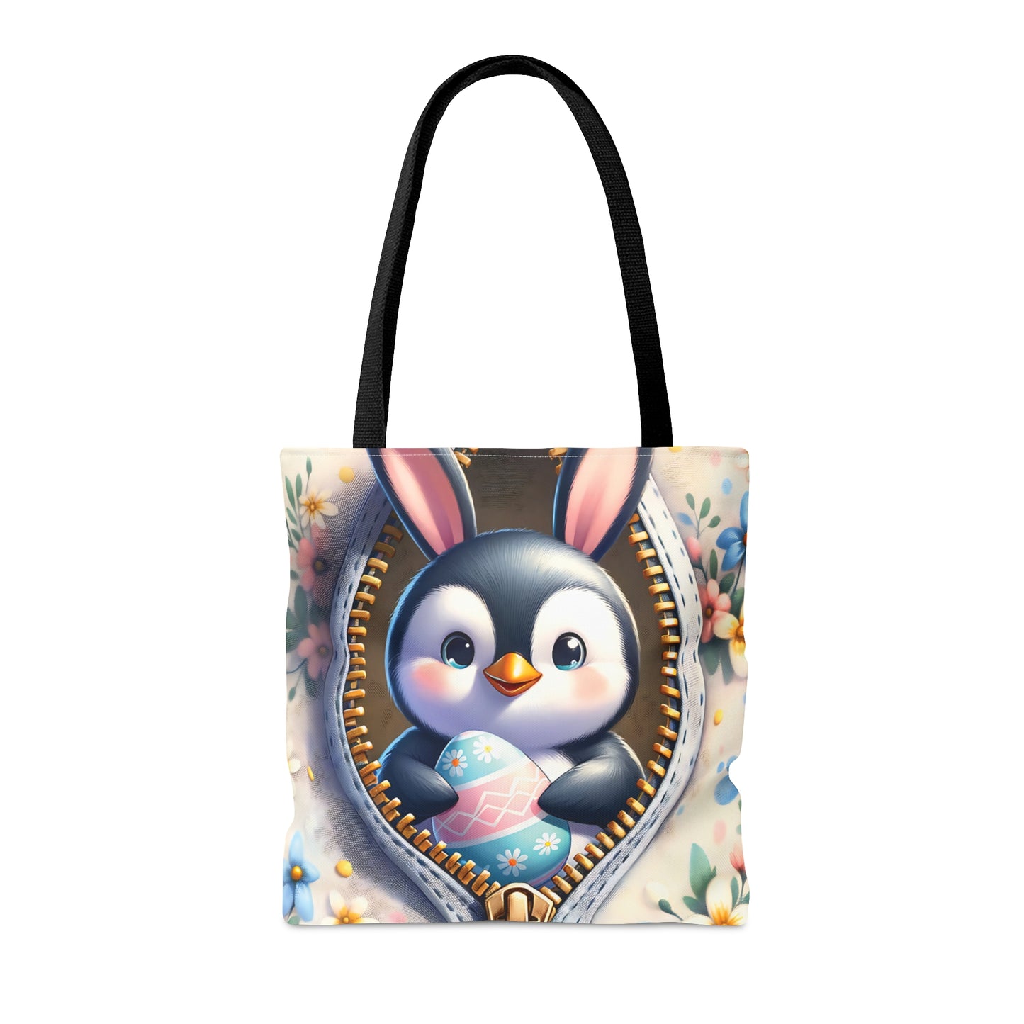 Tote Bag, Easter, Cute Penguin with Bunny Ears, Personalised/Non-Personalised Tote bag