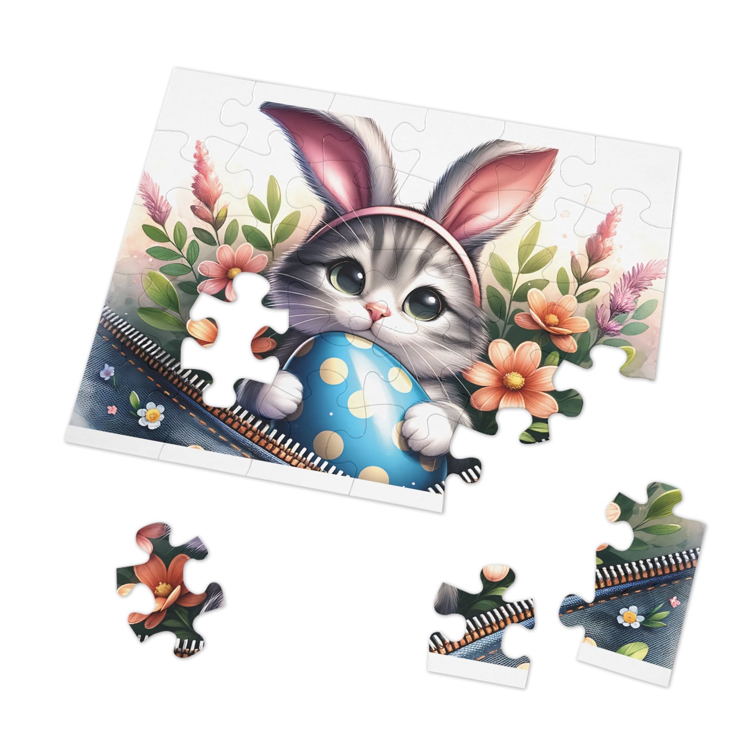 Jigsaw Puzzle, Easter, Cat with Bunny Ears, Personalised/Non-Personalised (30, 110, 252, 500,1000-Piece)